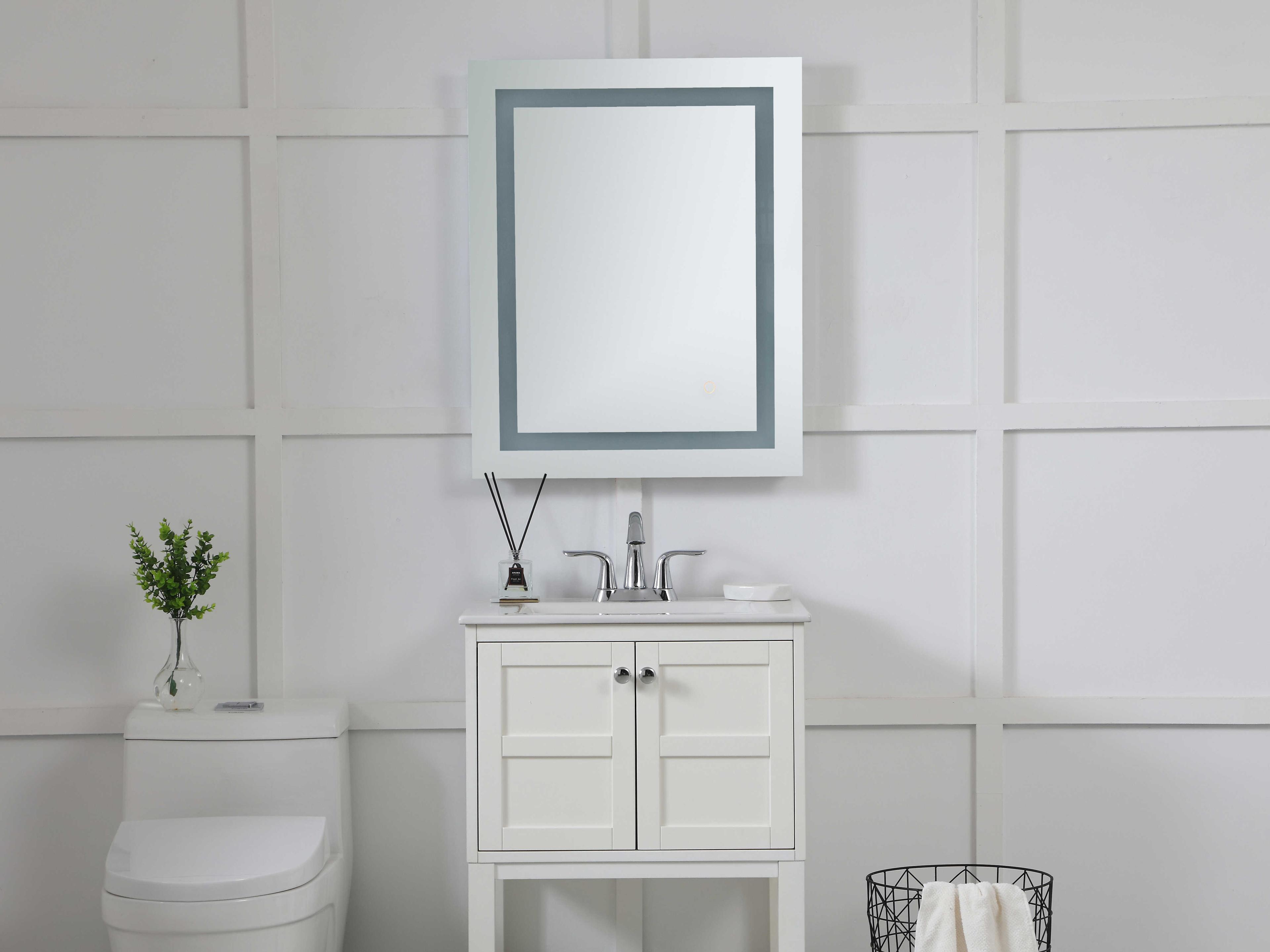 Elegant Lighting Nova Glossy White 3000K LED Rectangular Wall Mirror