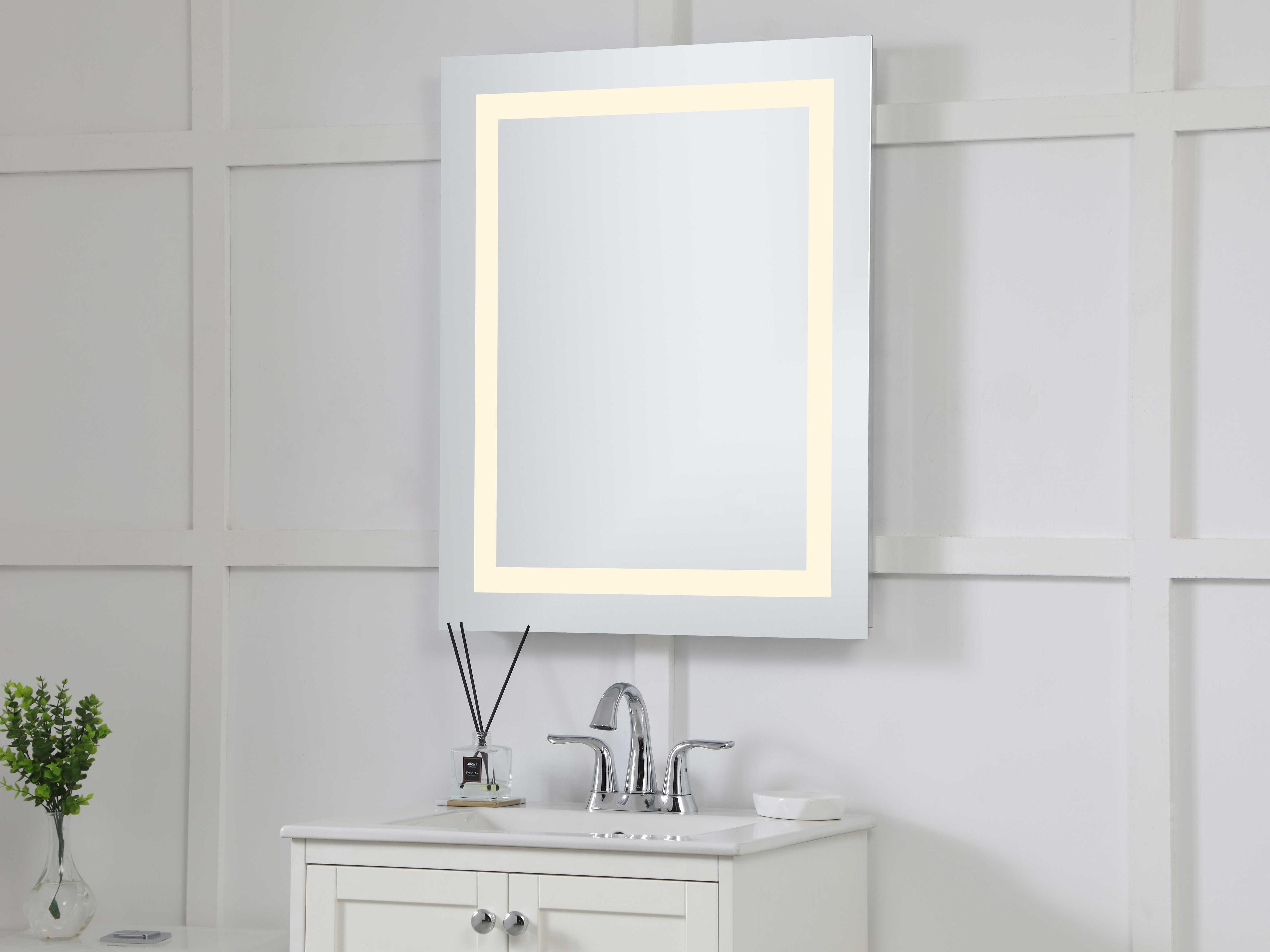 Elegant Lighting Nova Glossy White 3000K LED Rectangular Wall Mirror