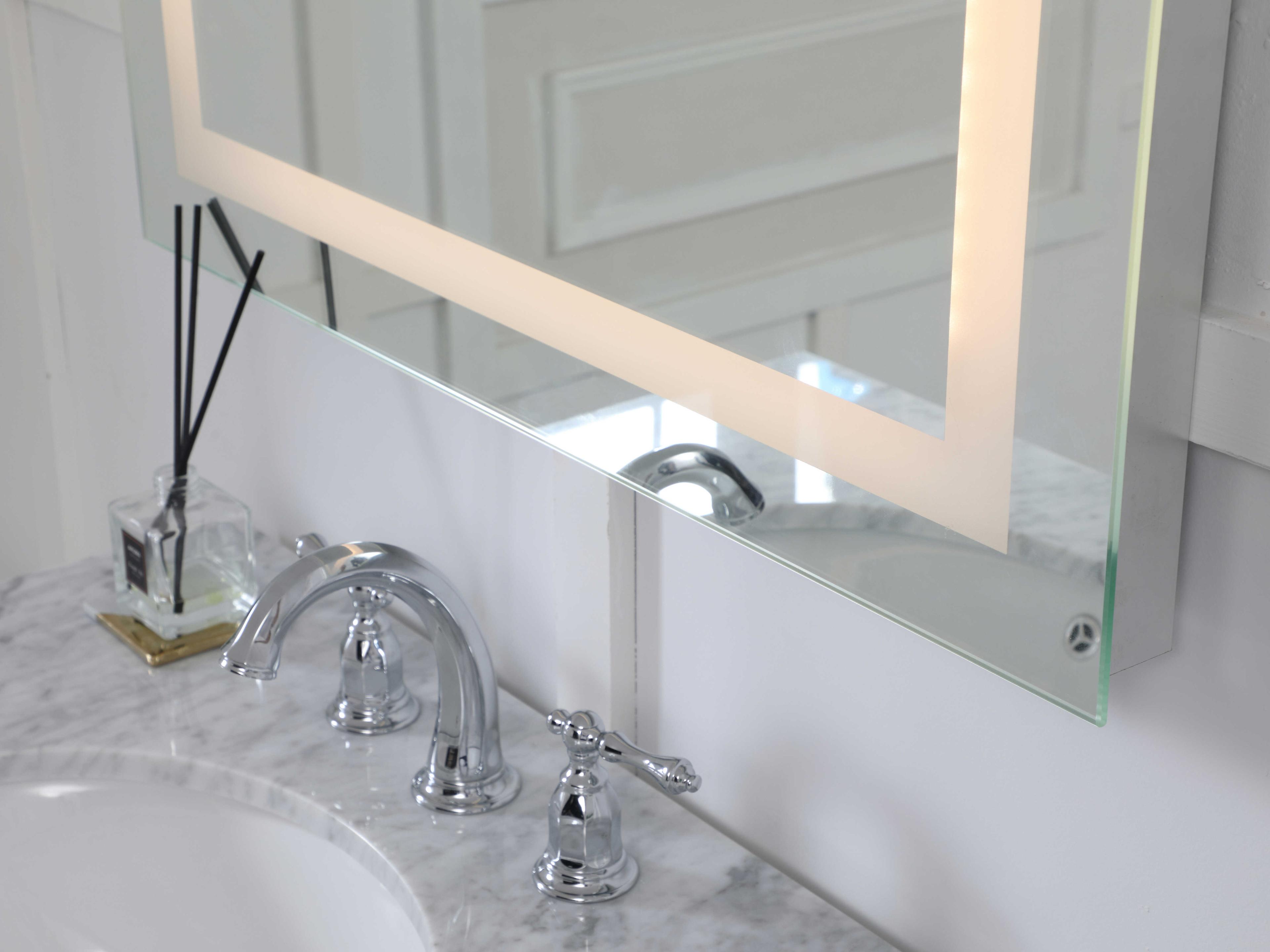 Elegant Lighting Nova Glossy White 3000K LED Rectangular Wall Mirror