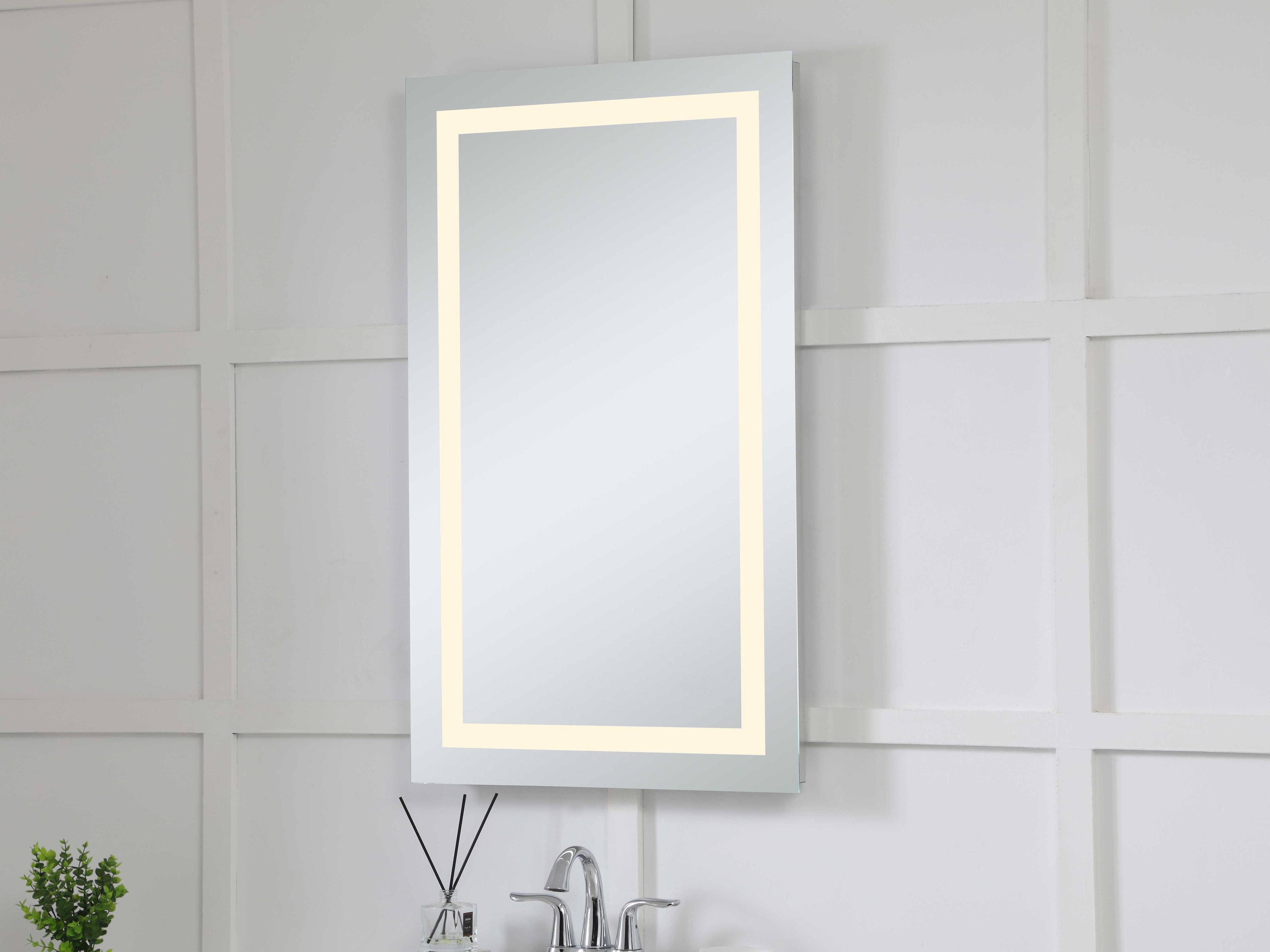 Elegant Lighting Nova Glossy White 3000K LED Rectangular Wall Mirror