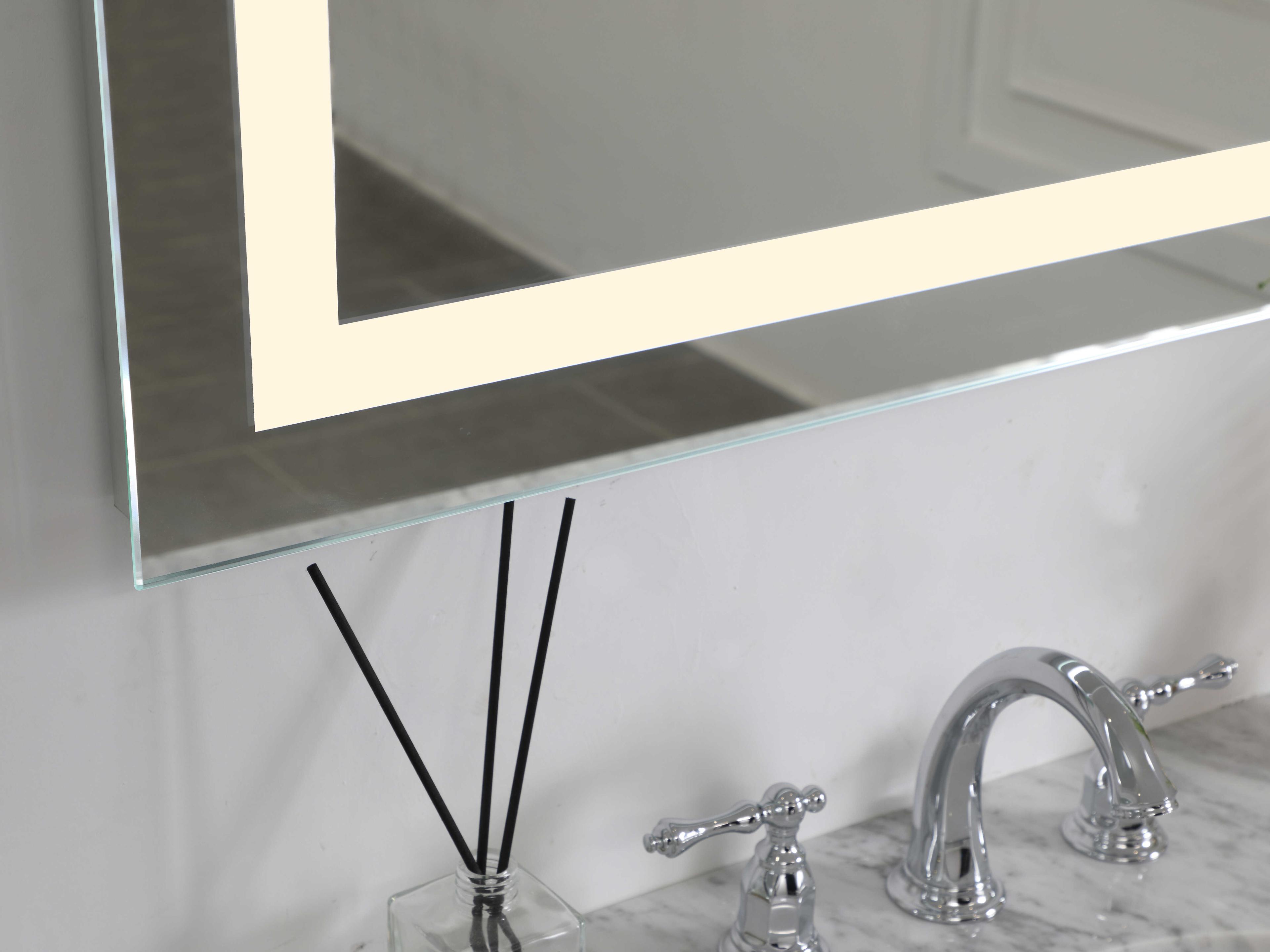 Elegant Lighting Nova Glossy White 3000K LED Rectangular Wall Mirror