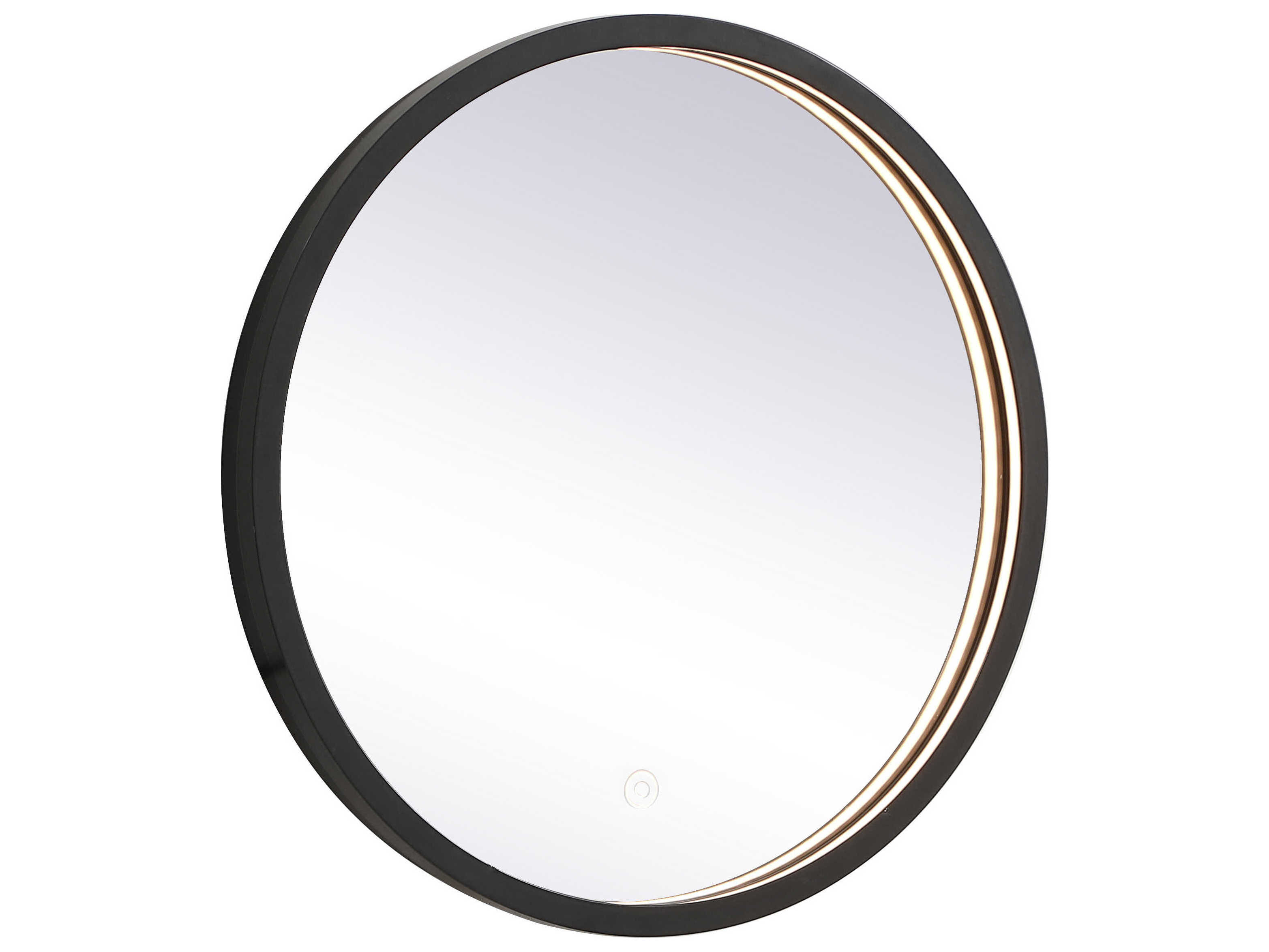 Elegant Lighting Pier Black Round LED Wall Mirror