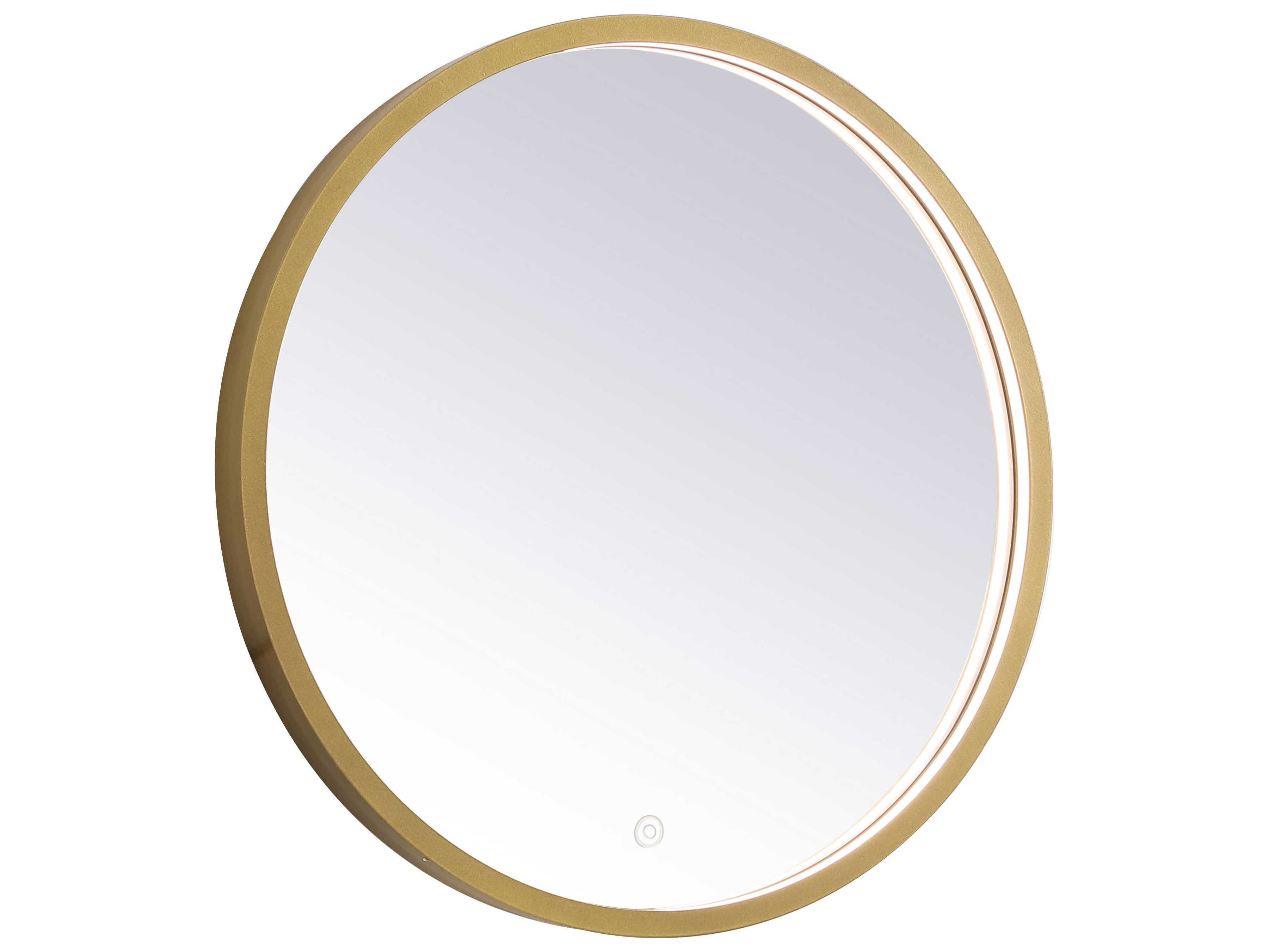 Elegant Lighting Pier Brass Round LED Wall Mirror