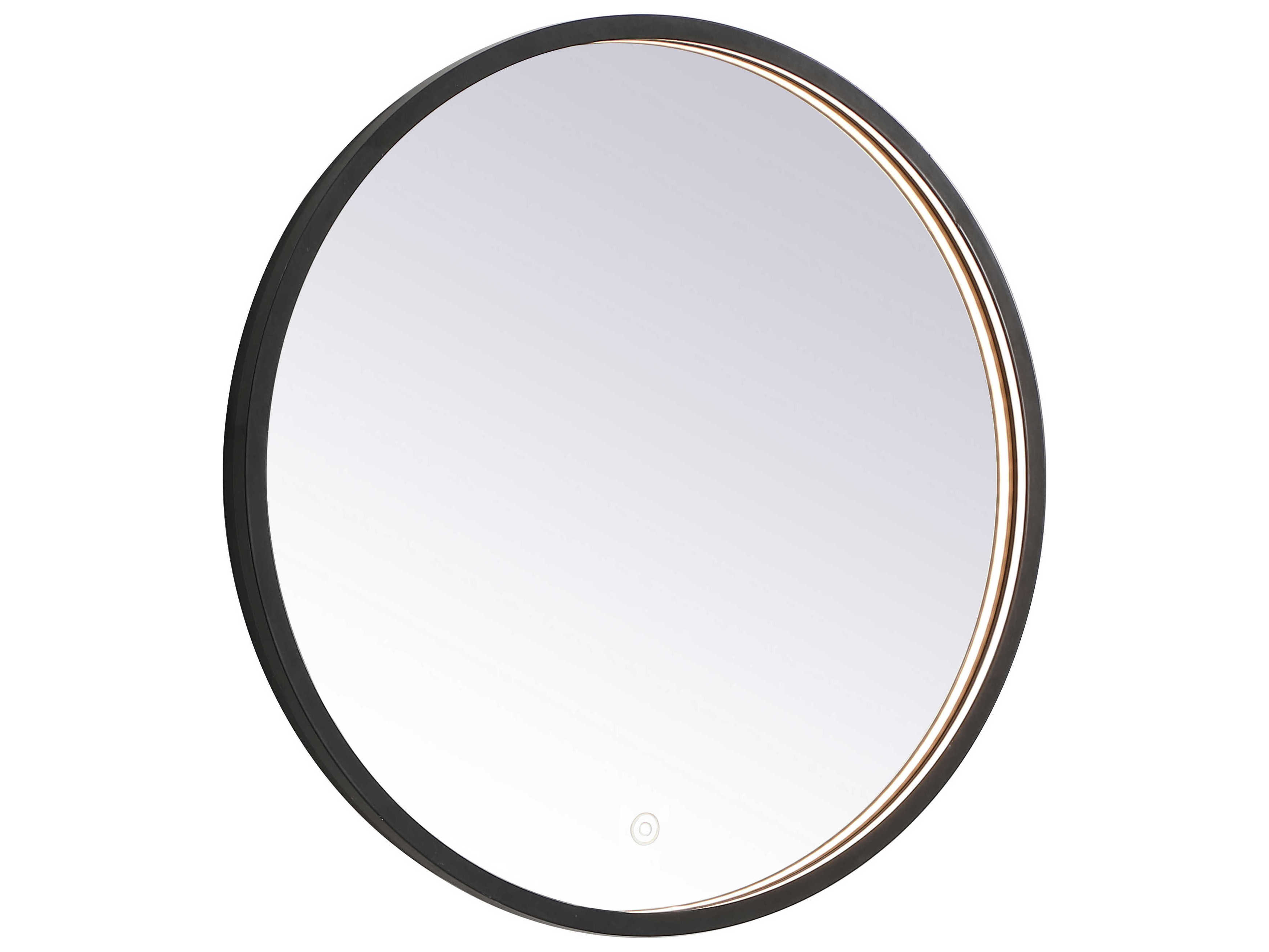 Elegant Lighting Pier Black Round LED Wall Mirror
