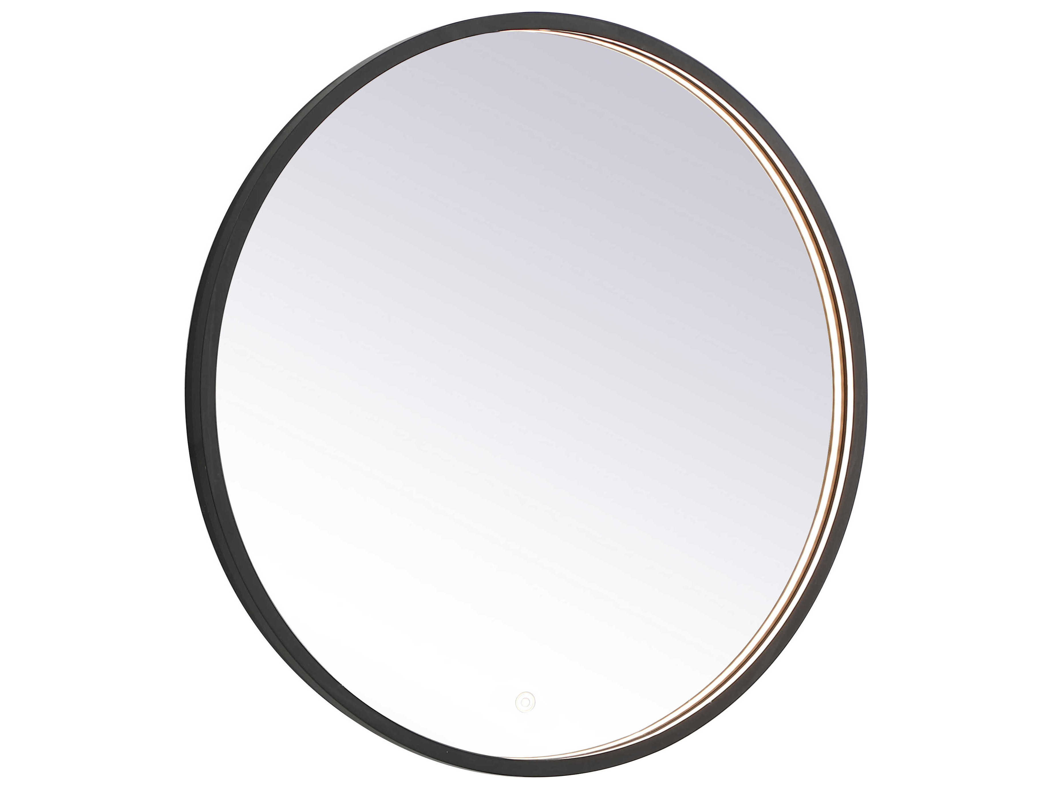 Elegant Lighting Pier Black Round LED Wall Mirror