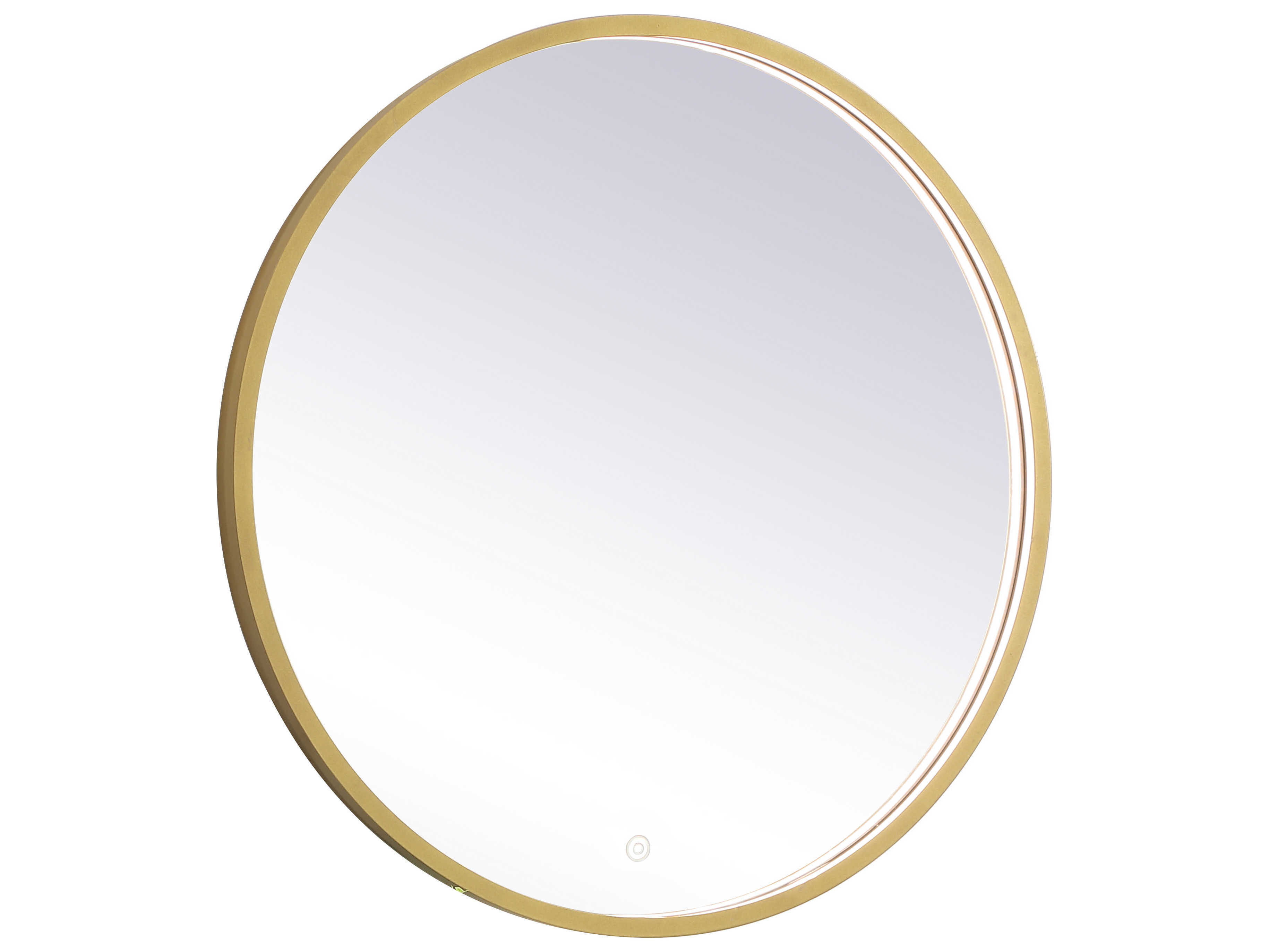 Elegant Lighting Pier Brass Round LED Wall Mirror
