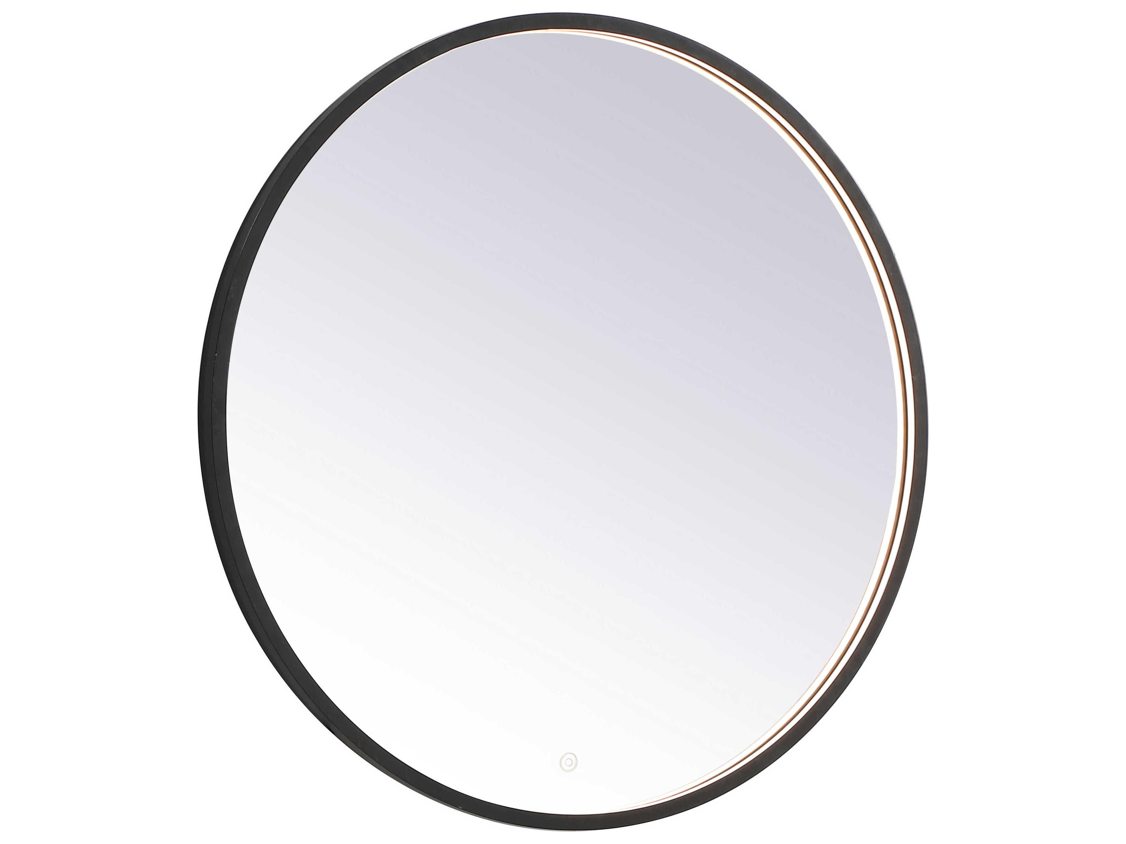 Elegant Lighting Pier Black Round LED Wall Mirror