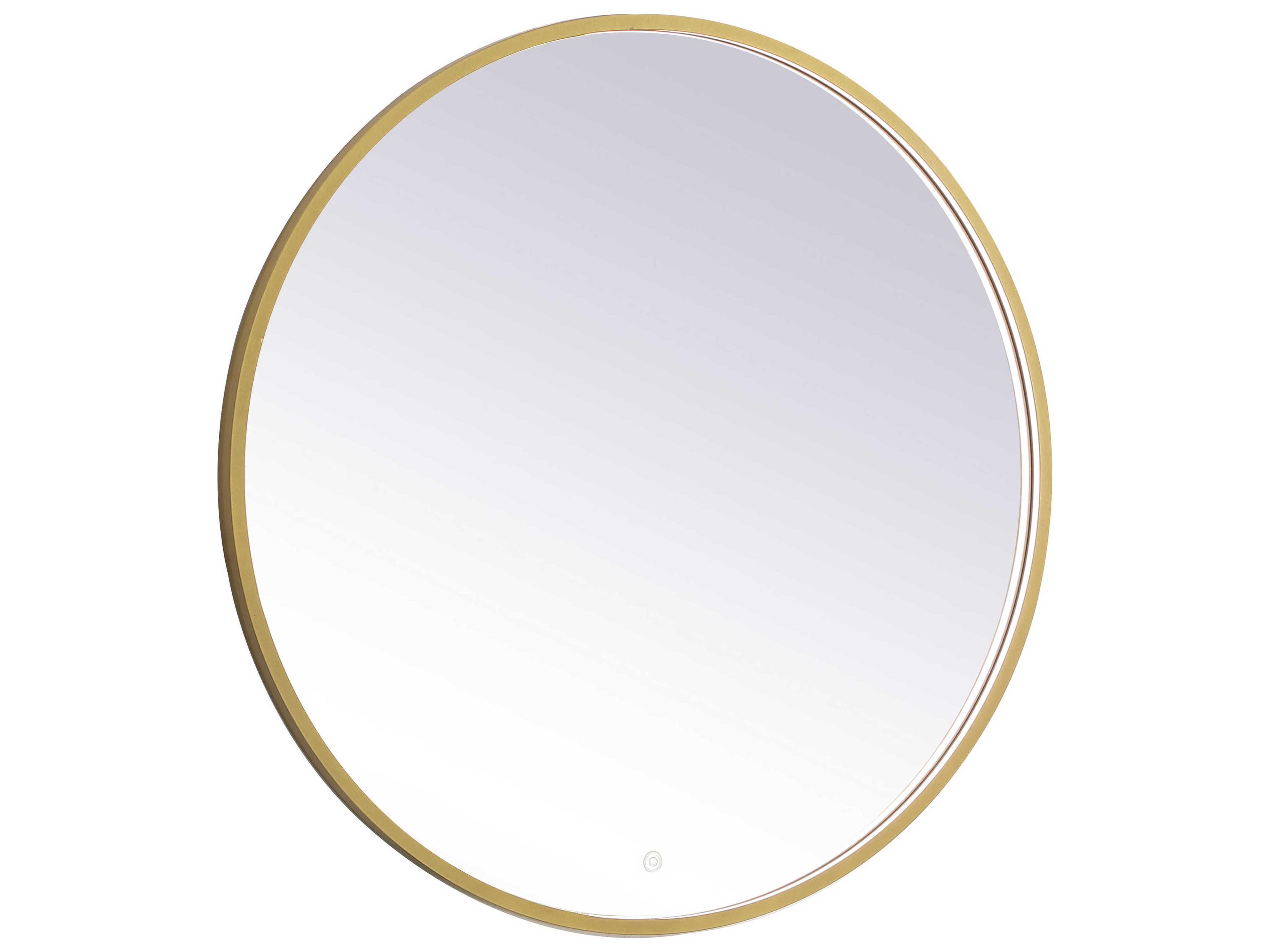 Elegant Lighting Pier Brass Round LED Wall Mirror