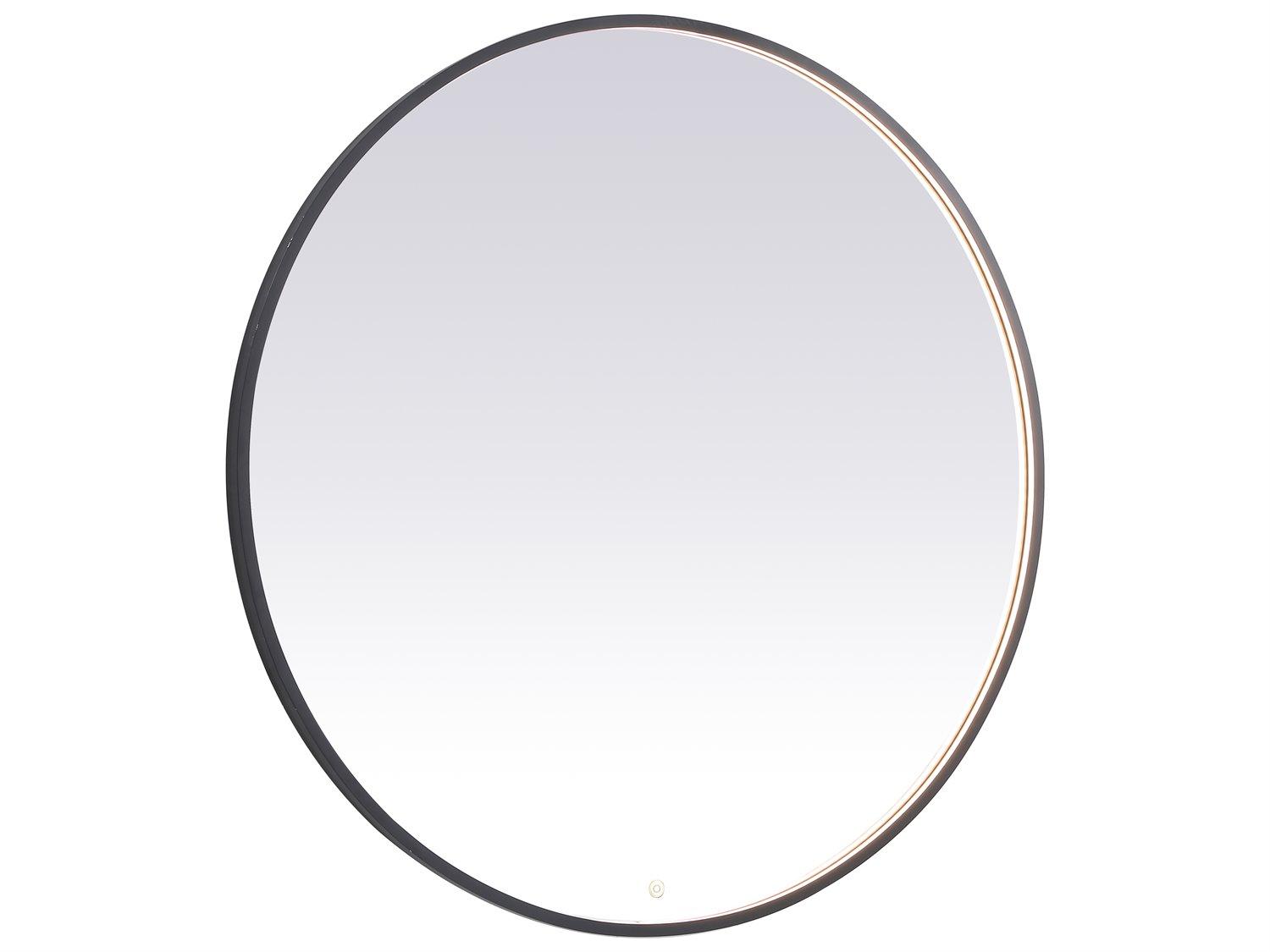 Elegant Lighting Pier Black Round LED Wall Mirror