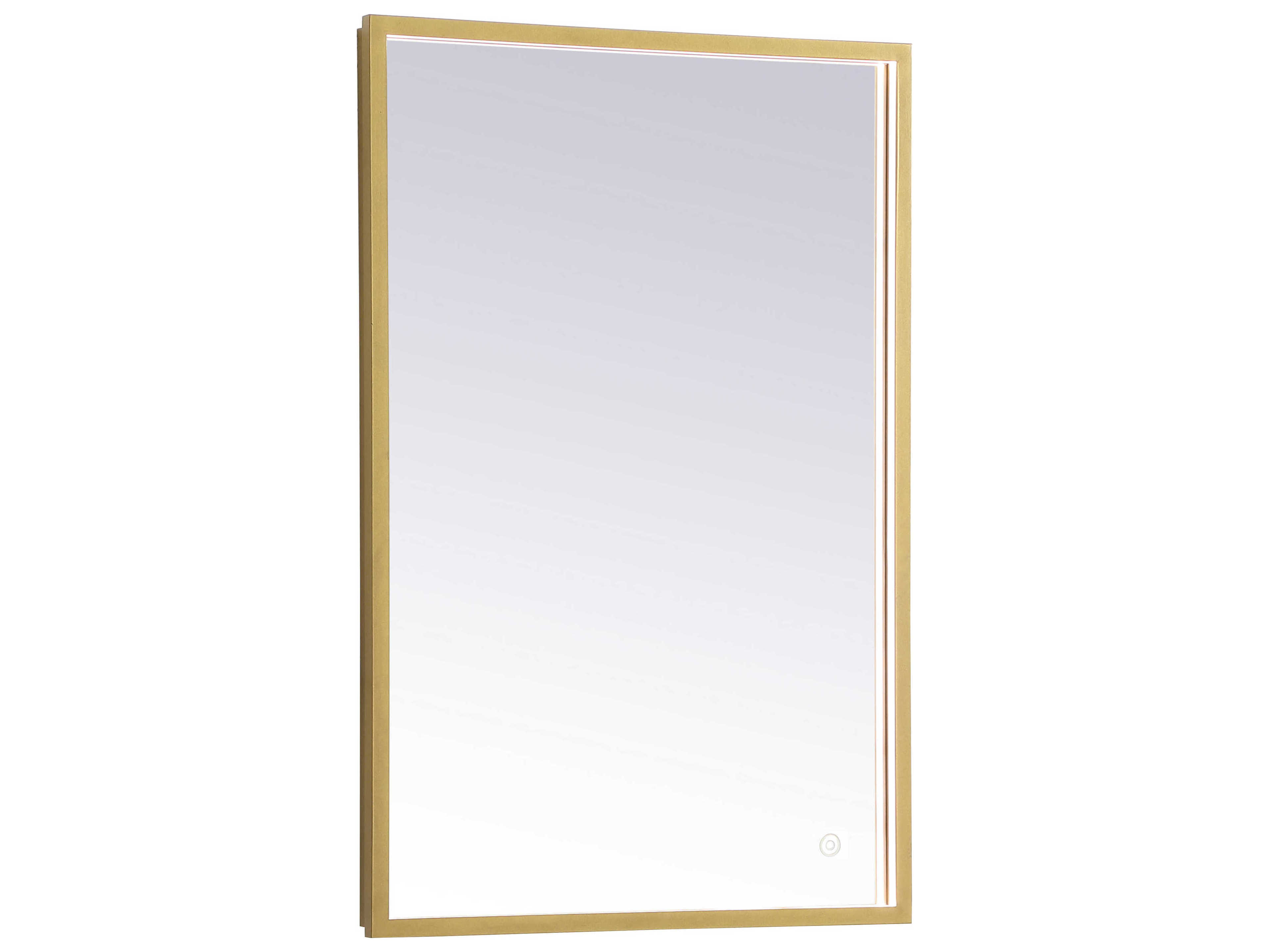 Elegant Lighting Pier Brass Rectangular LED Wall Mirror