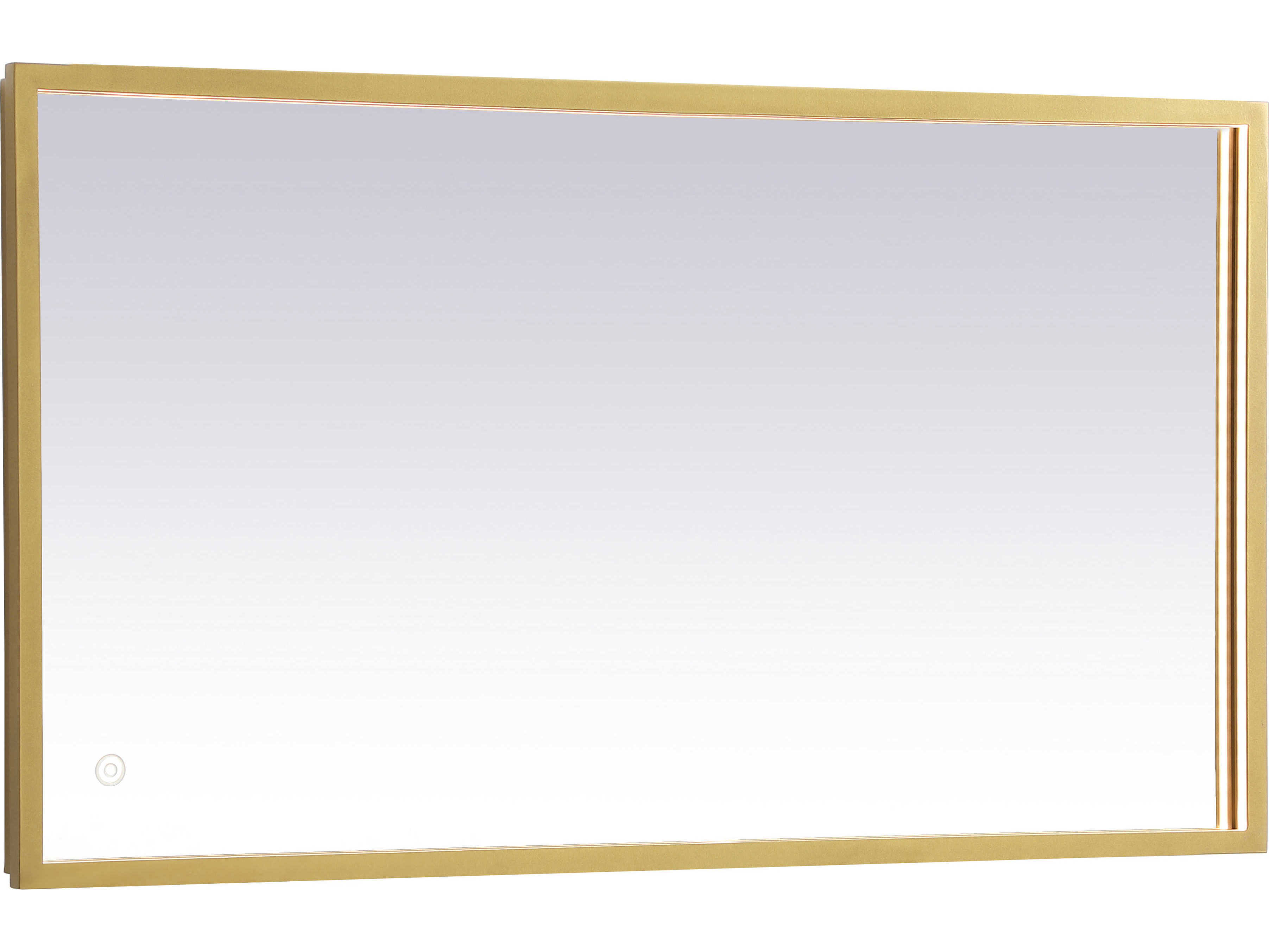 Elegant Lighting Pier Brass Rectangular LED Wall Mirror