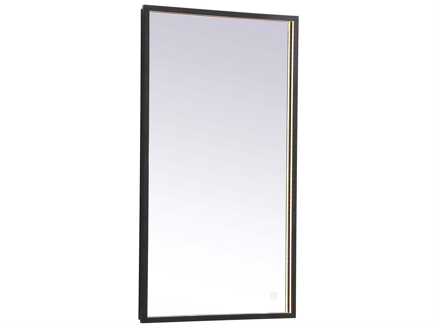 Elegant Lighting Pier Black Rectangular LED Wall Mirror