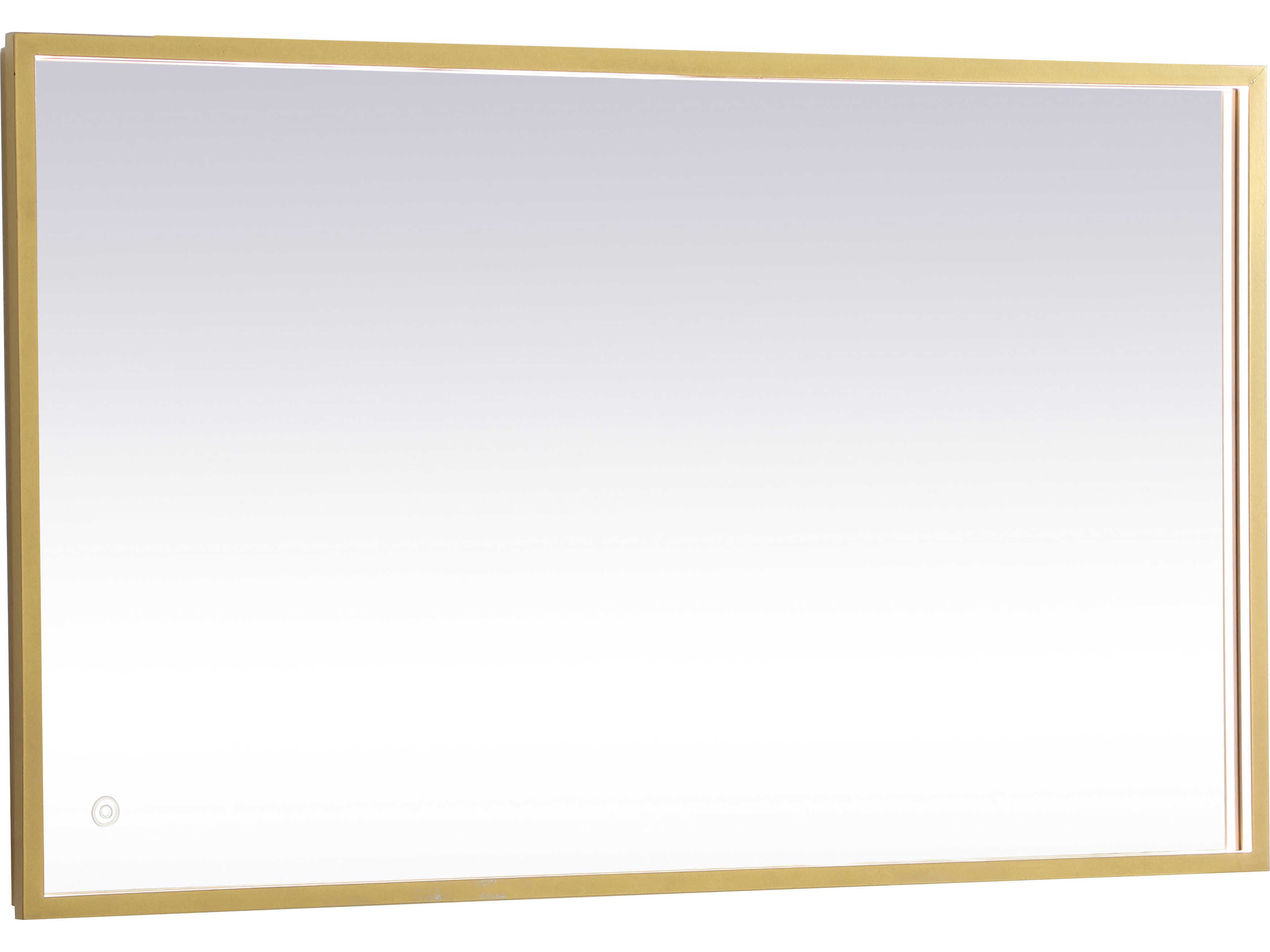 Elegant Lighting Pier Brass Rectangular LED Wall Mirror