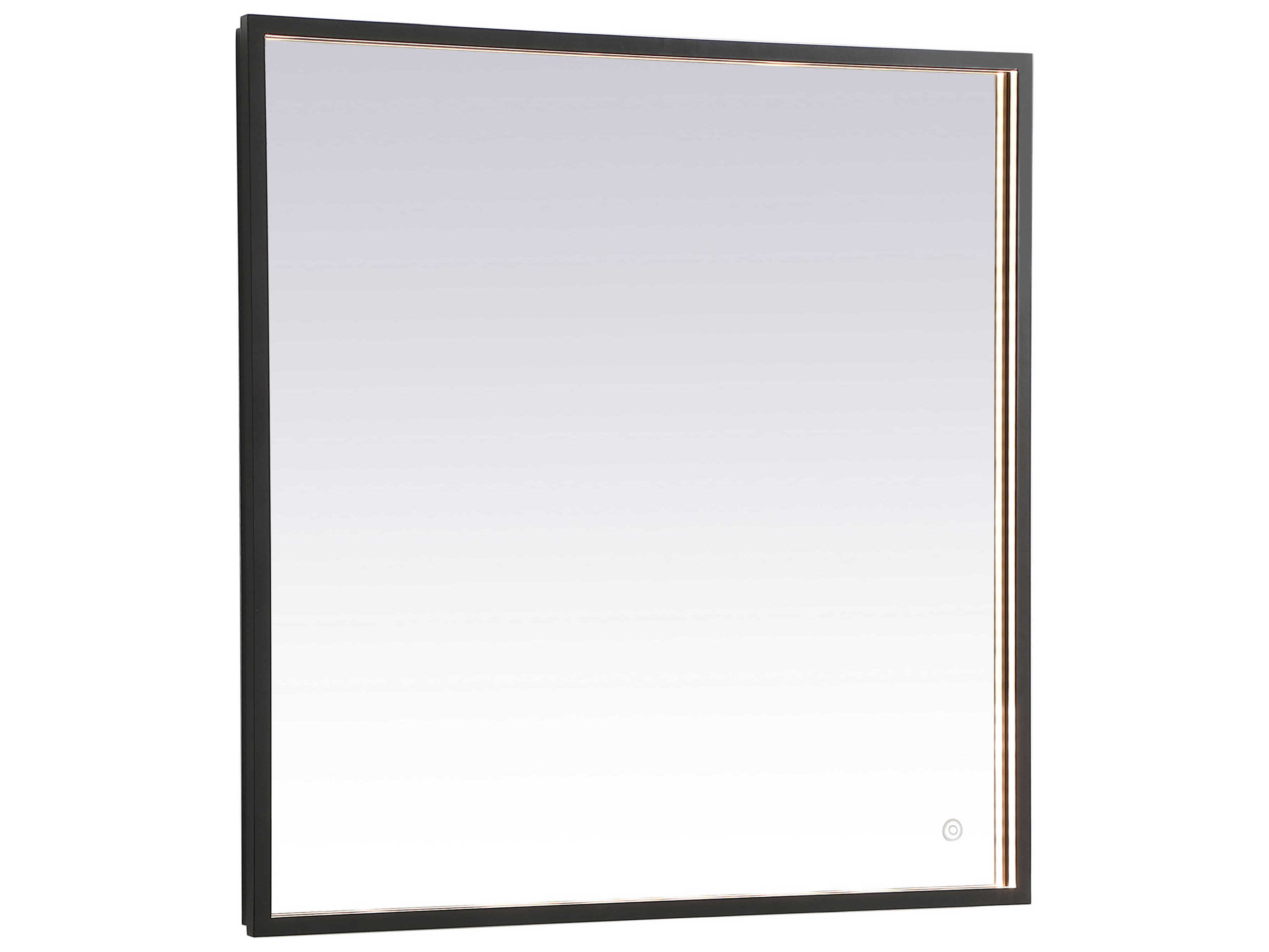 Elegant Lighting Pier Black Rectangular LED Wall Mirror