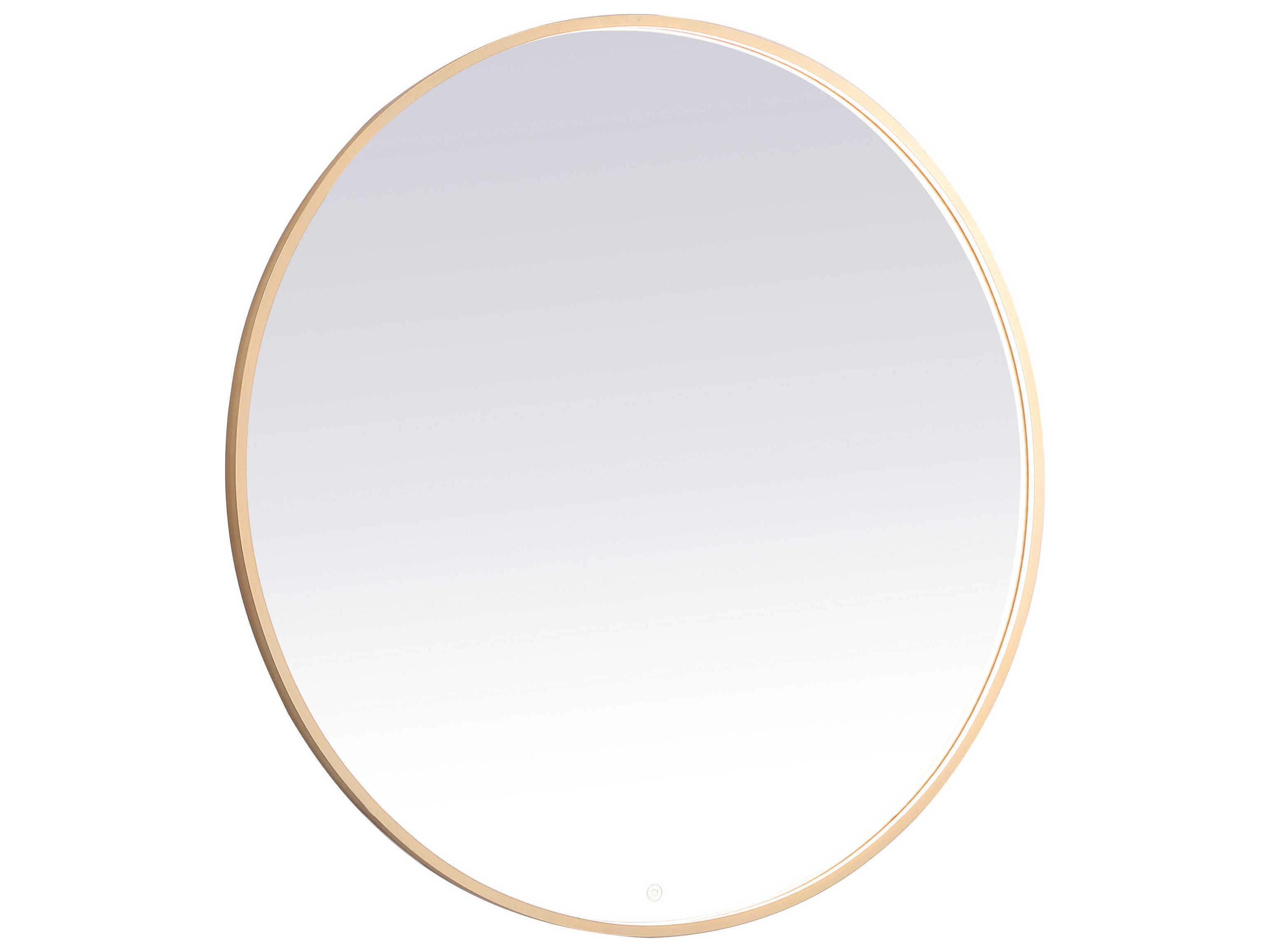 Elegant Lighting Pier Brass Oval LED Wall Mirror