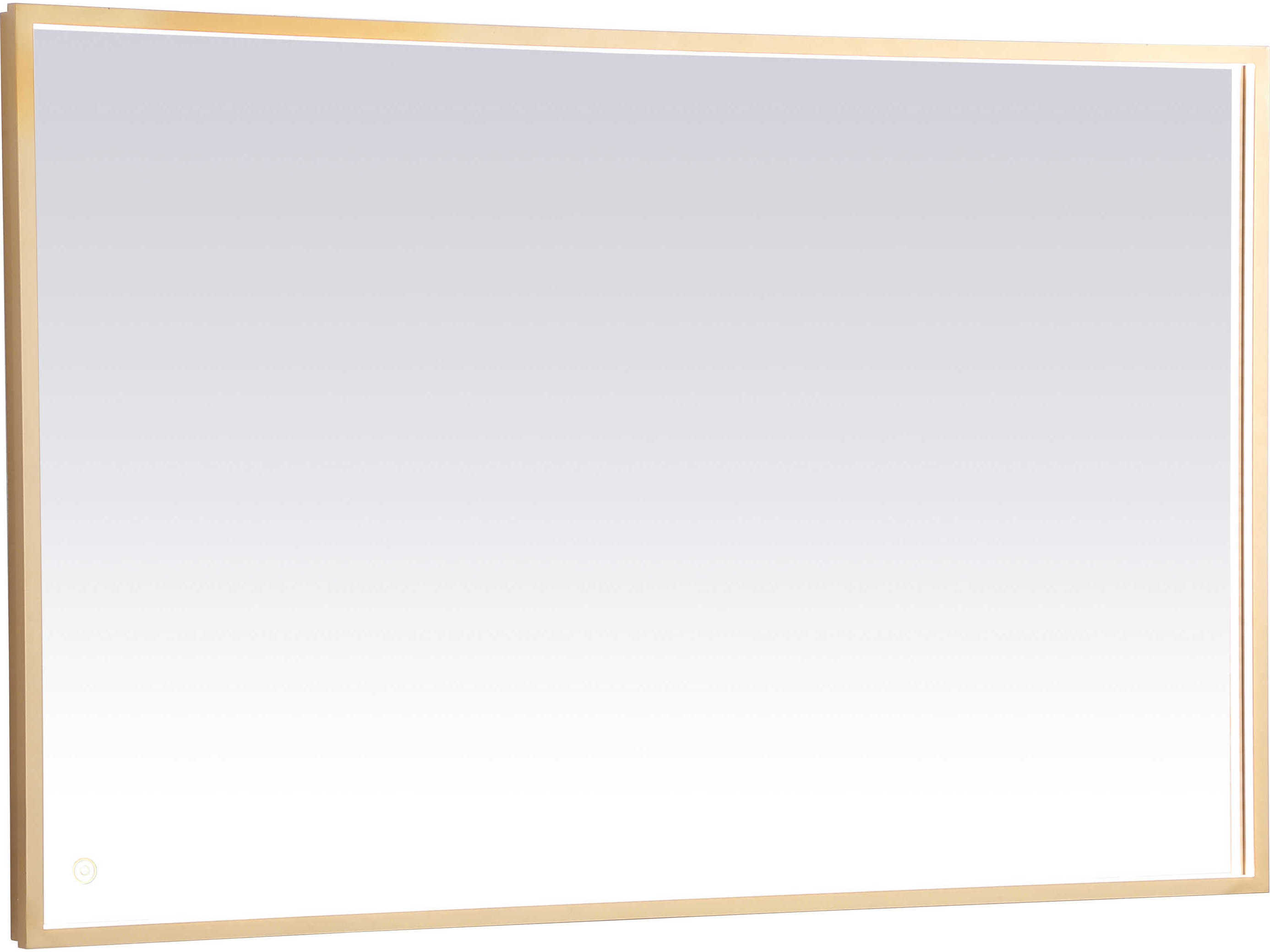 Elegant Lighting Pier Brass Rectangular LED Wall Mirror