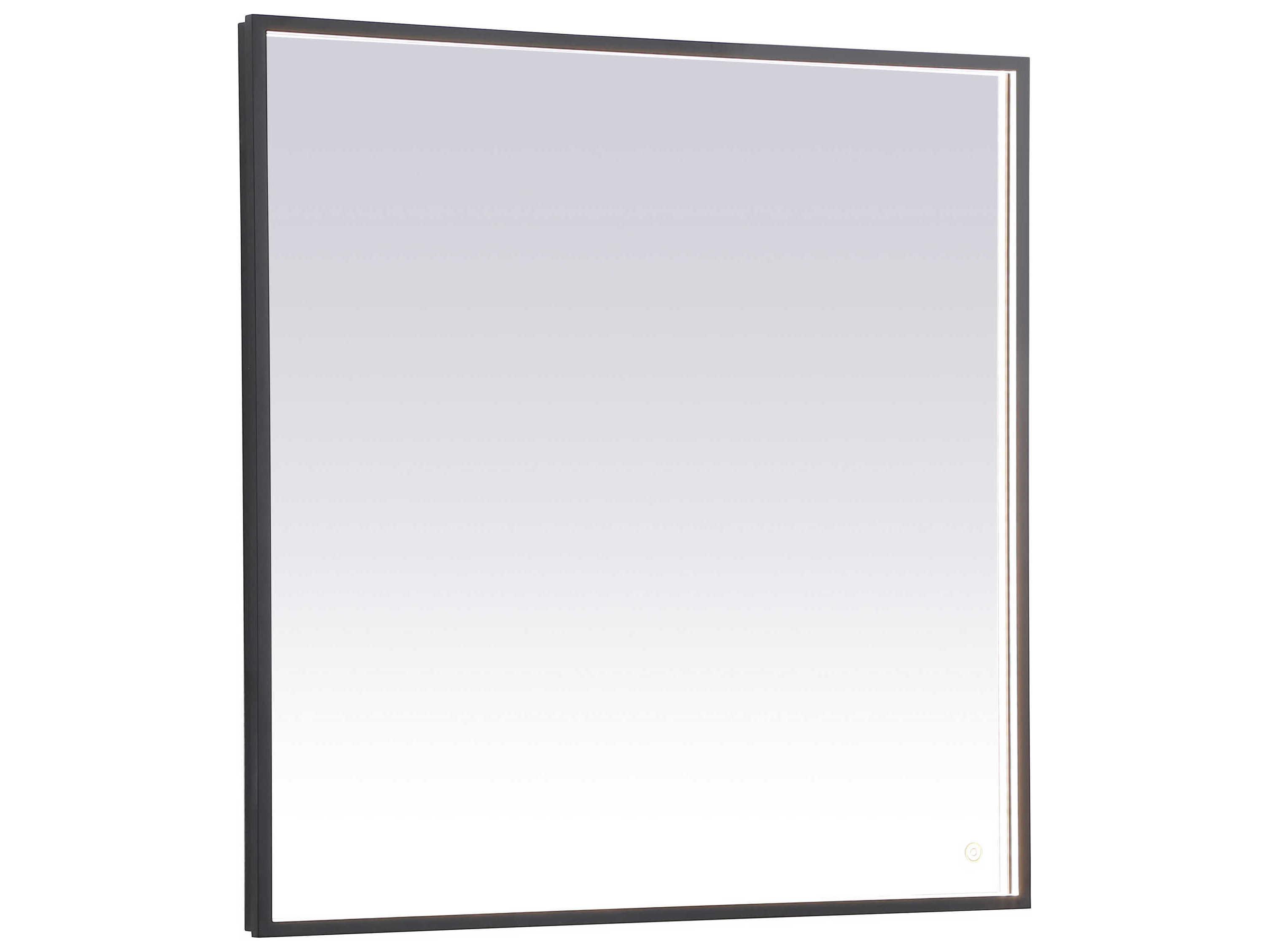 Elegant Lighting Pier Black Square LED Wall Mirror