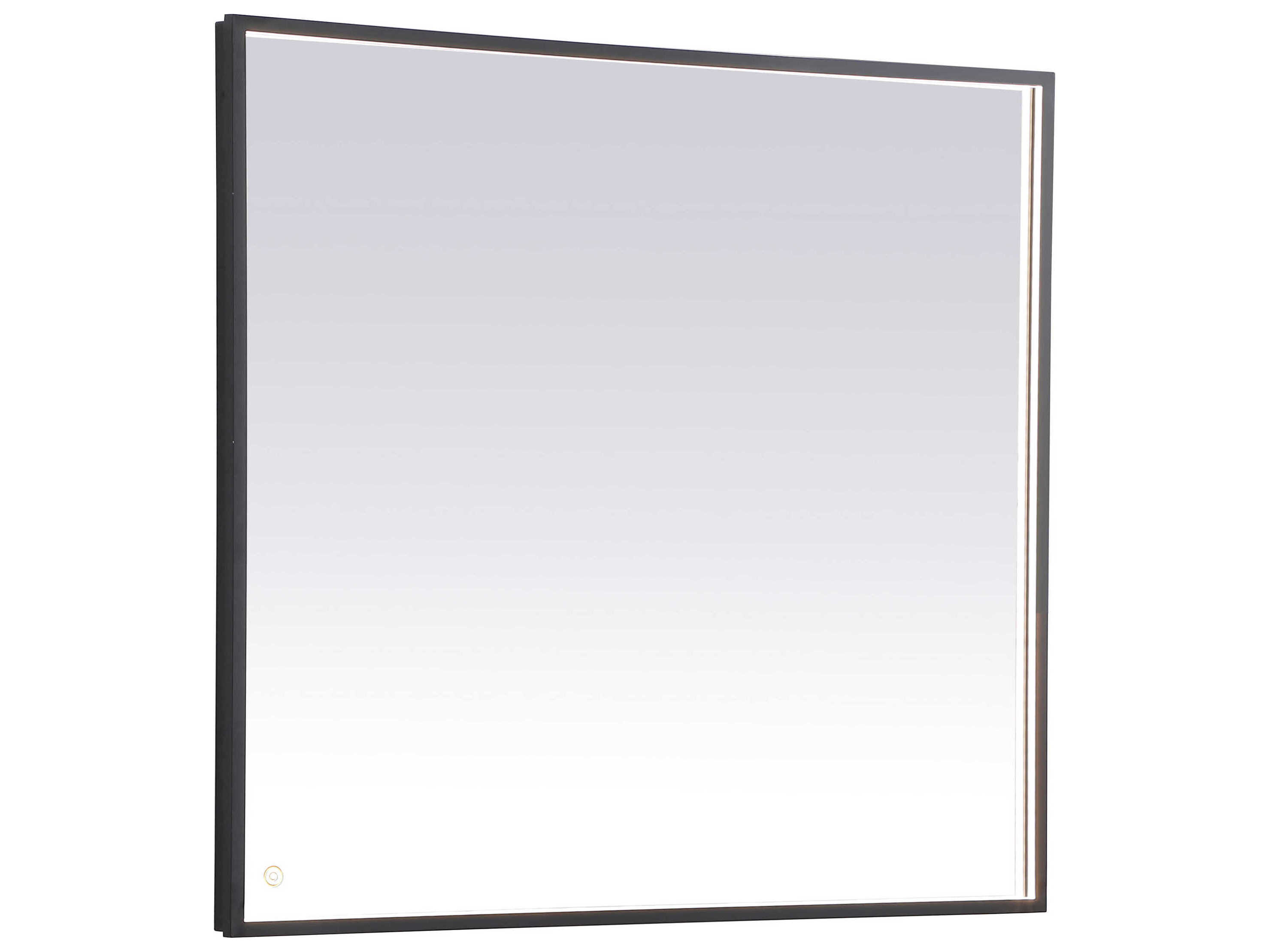 Elegant Lighting Pier Black Rectangular LED Wall Mirror