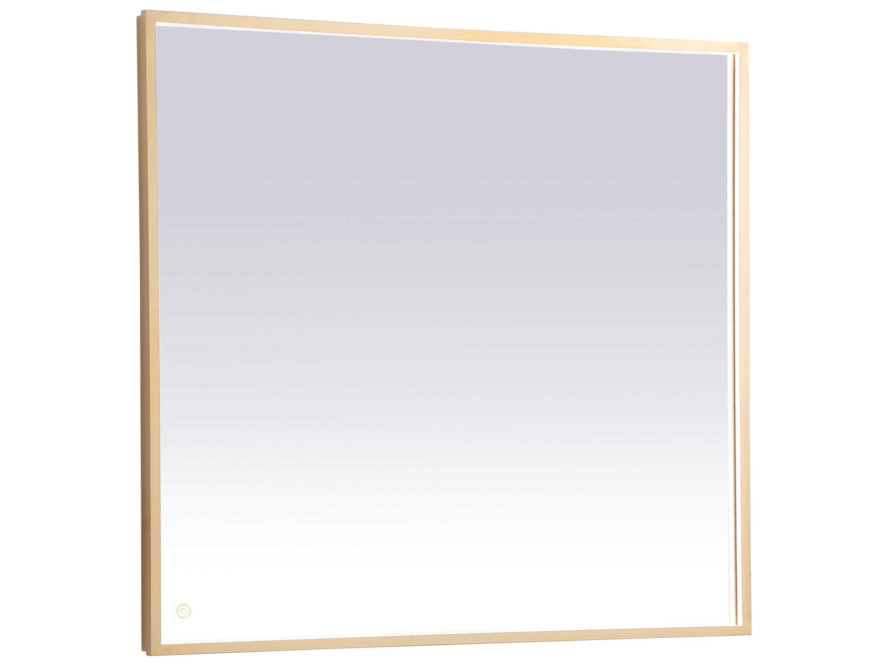 Elegant Lighting Pier Brass Rectangular LED Wall Mirror