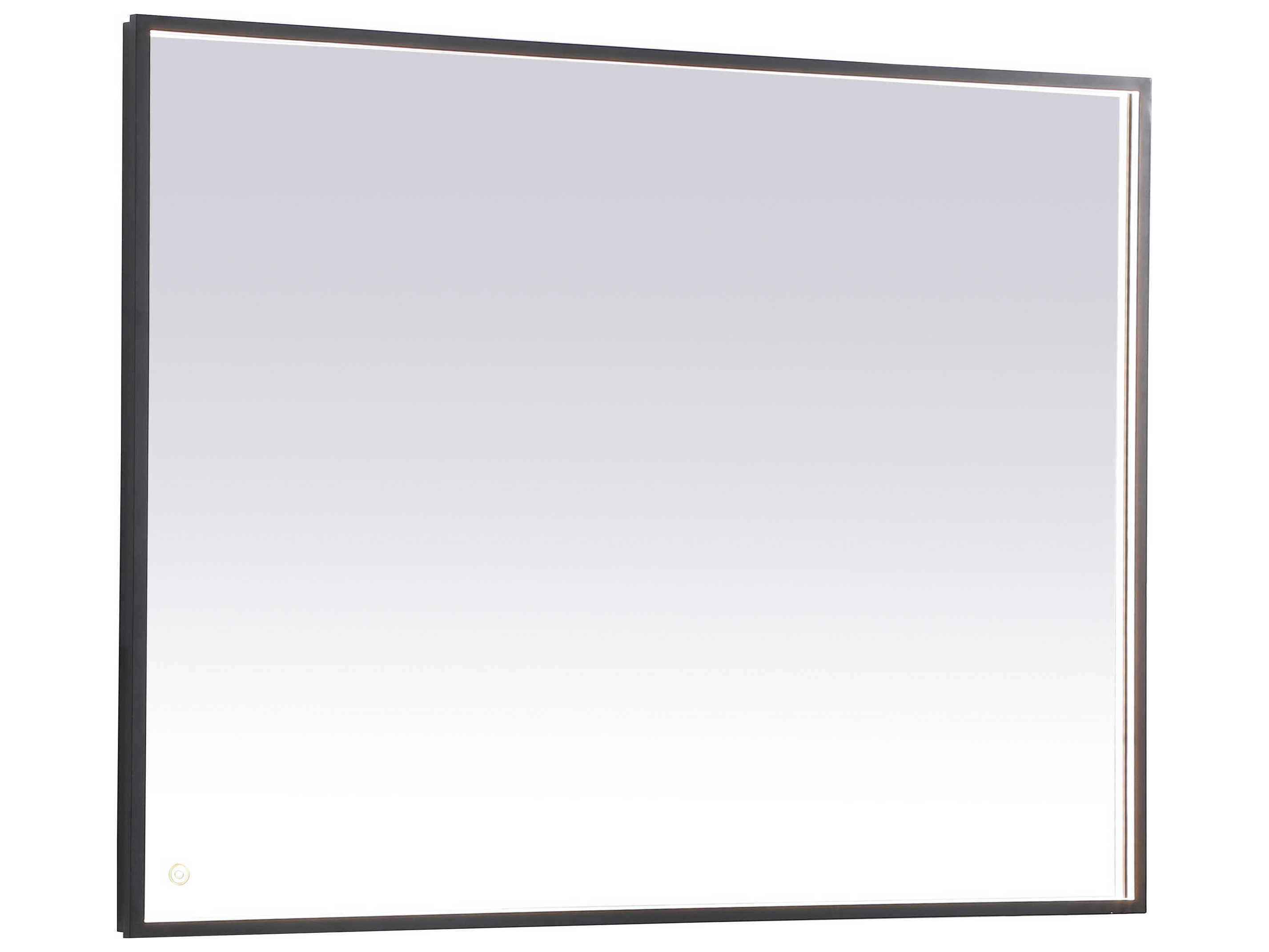 Elegant Lighting Pier Black Rectangular LED Wall Mirror