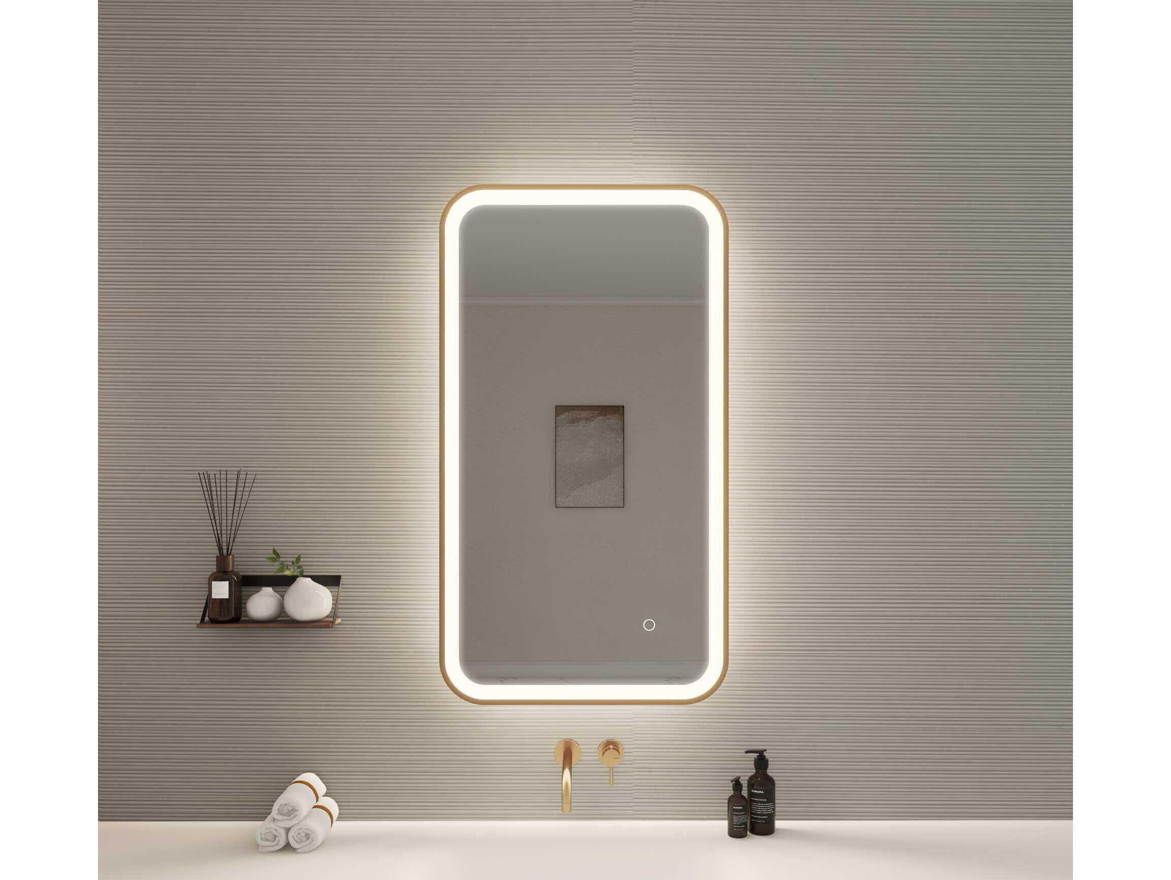 Elegant Lighting Harmoni Satin Gold Rectangular Wall Mirror