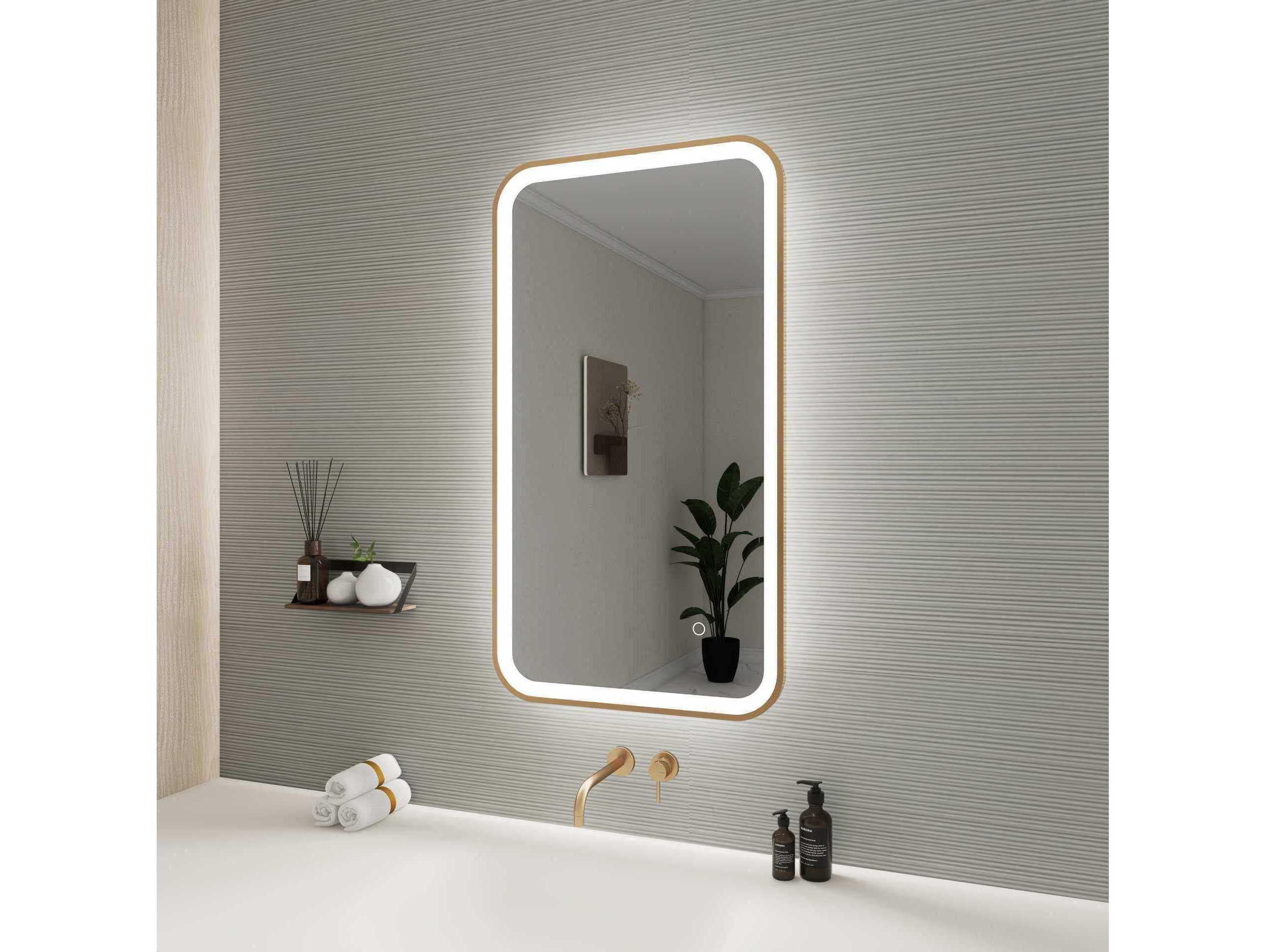 Elegant Lighting Harmoni Satin Gold Rectangular Wall Mirror