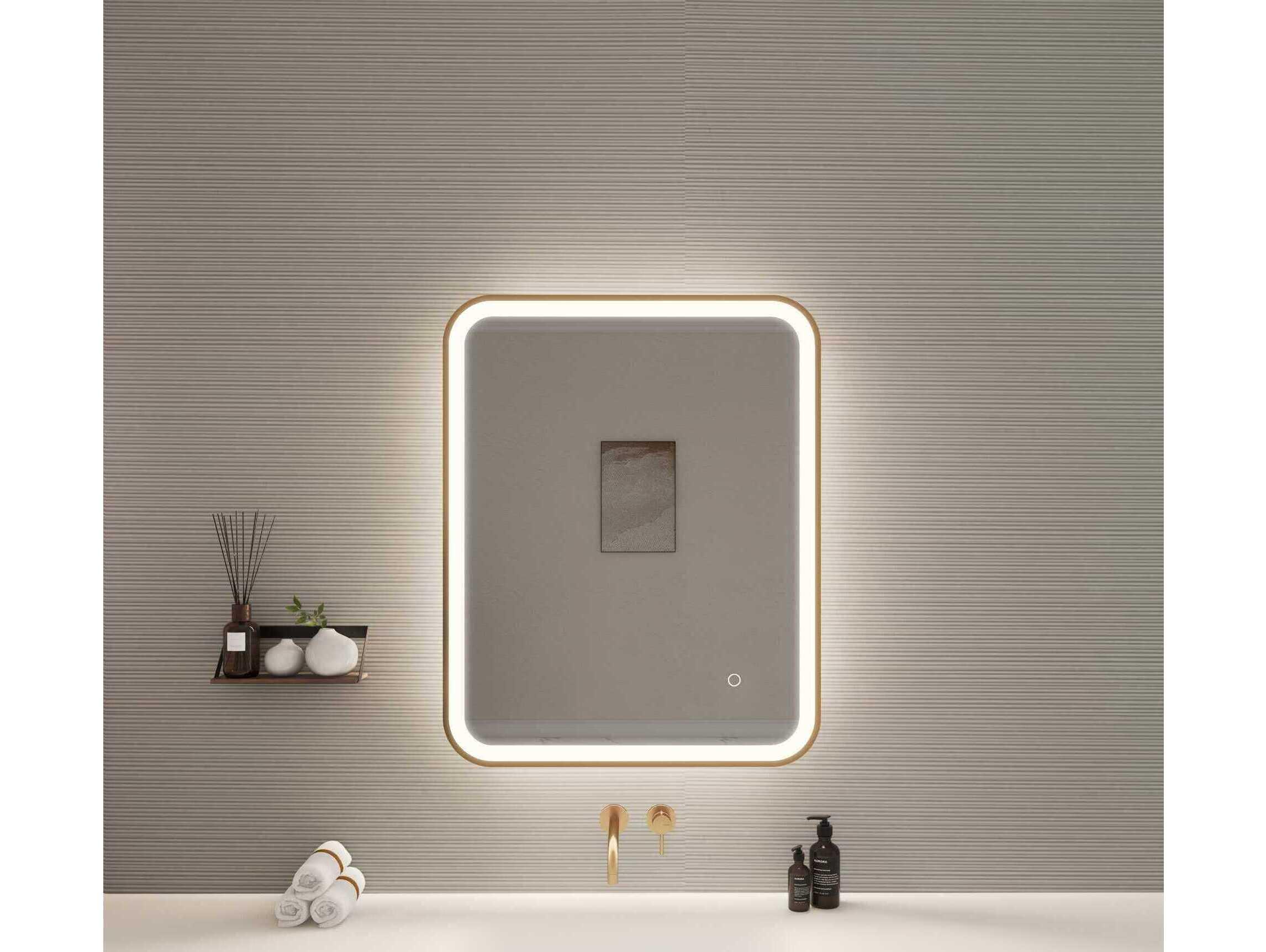 Elegant Lighting Harmoni Satin Gold Rectangular Wall Mirror