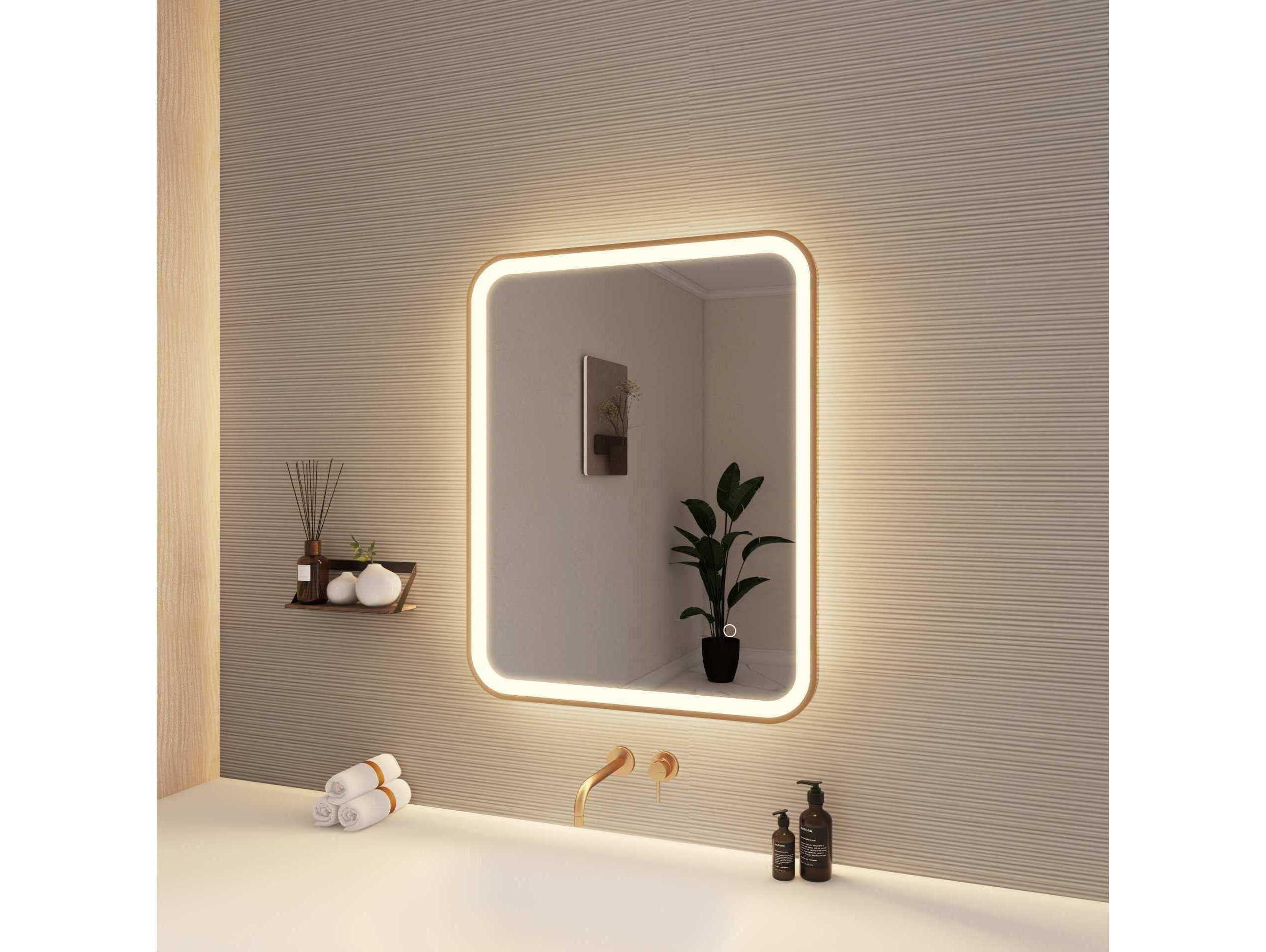 Elegant Lighting Harmoni Satin Gold Rectangular Wall Mirror