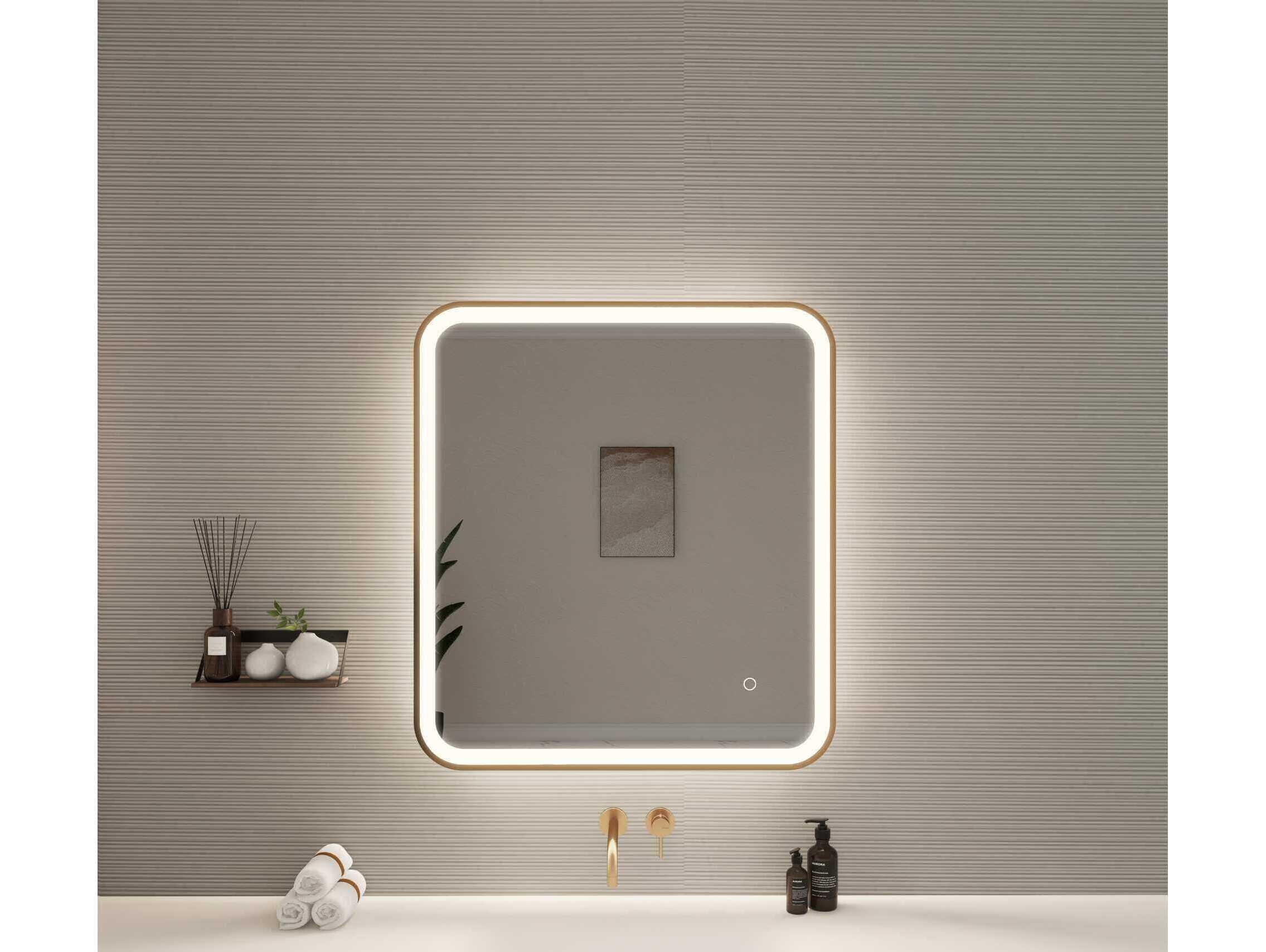 Elegant Lighting Harmoni Satin Gold Rectangular Wall Mirror