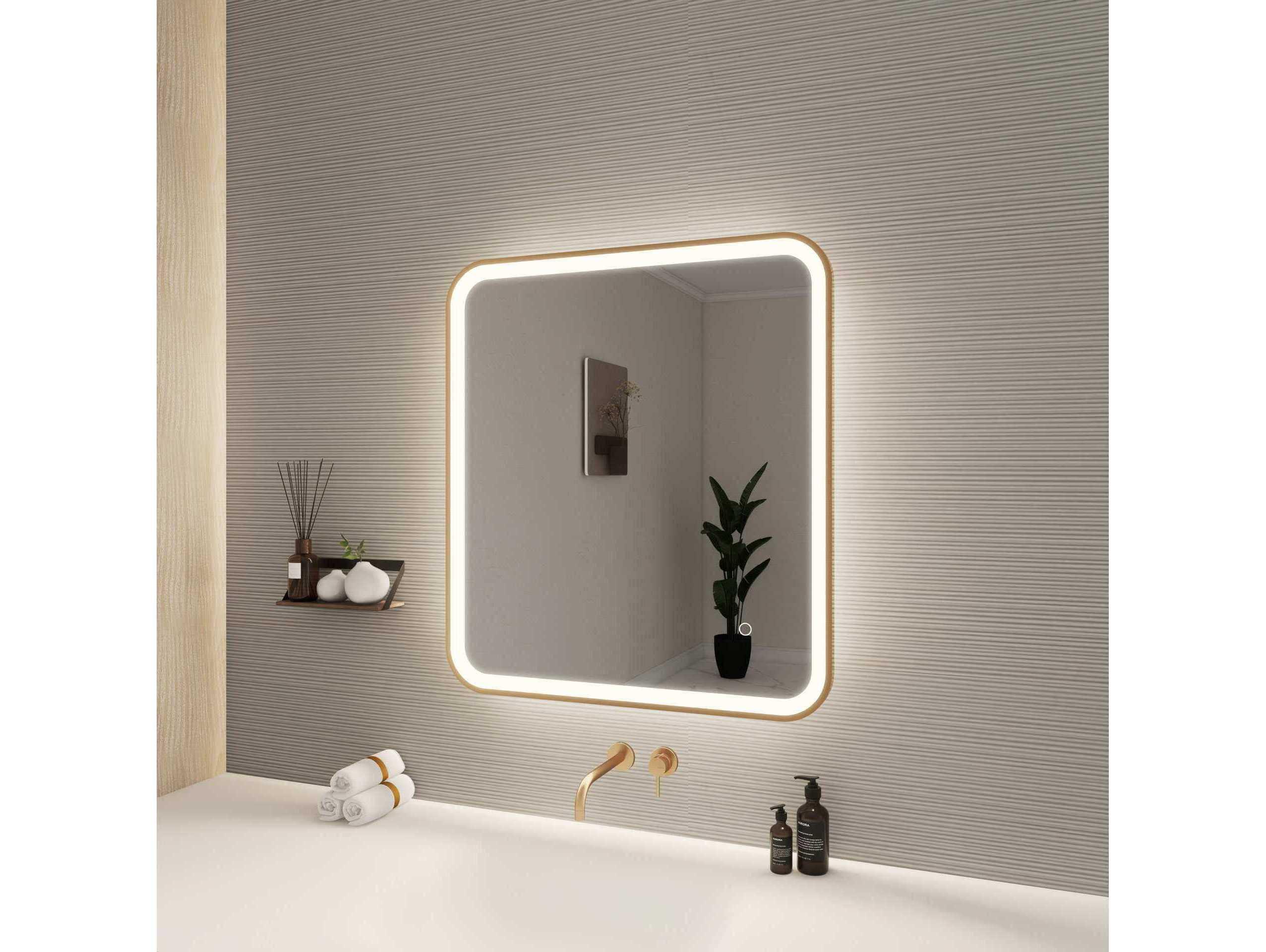 Elegant Lighting Harmoni Satin Gold Rectangular Wall Mirror