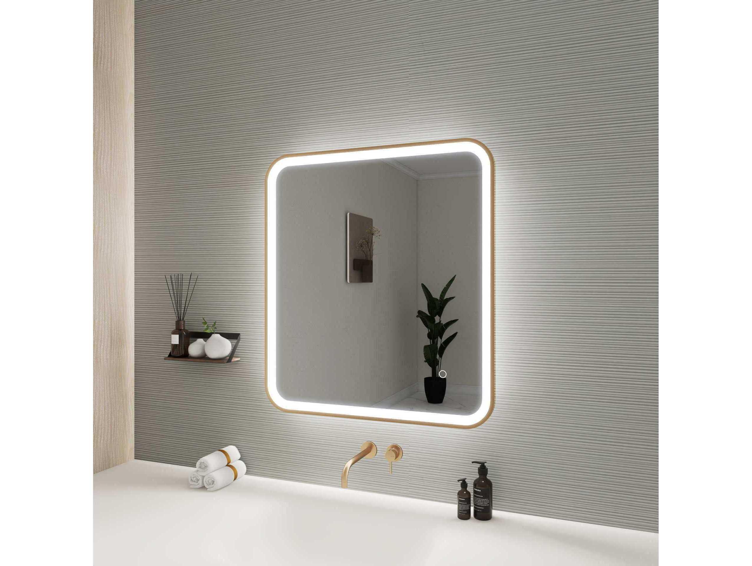 Elegant Lighting Harmoni Satin Gold Rectangular Wall Mirror