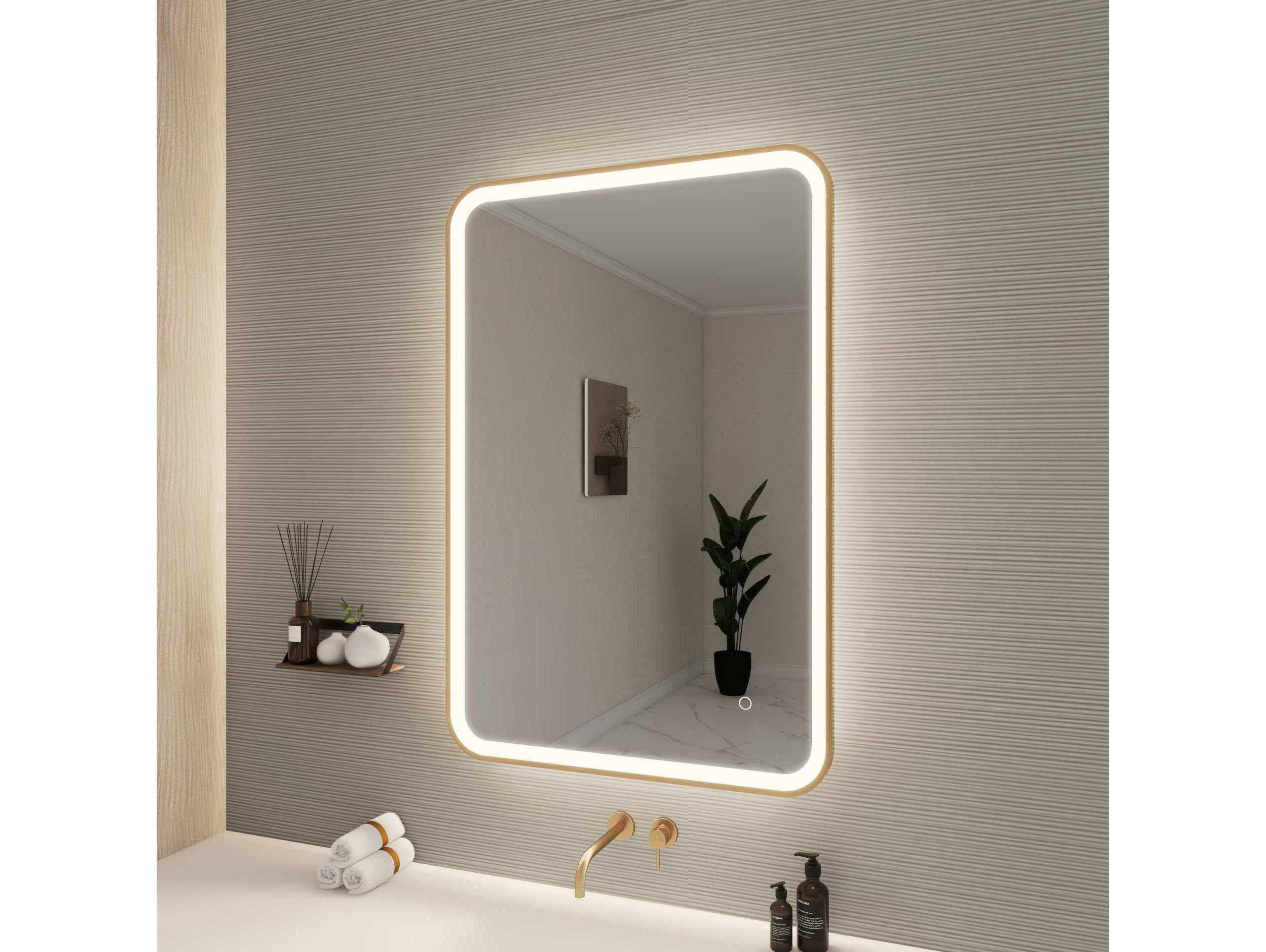 Elegant Lighting Harmoni Satin Gold Rectangular Wall Mirror