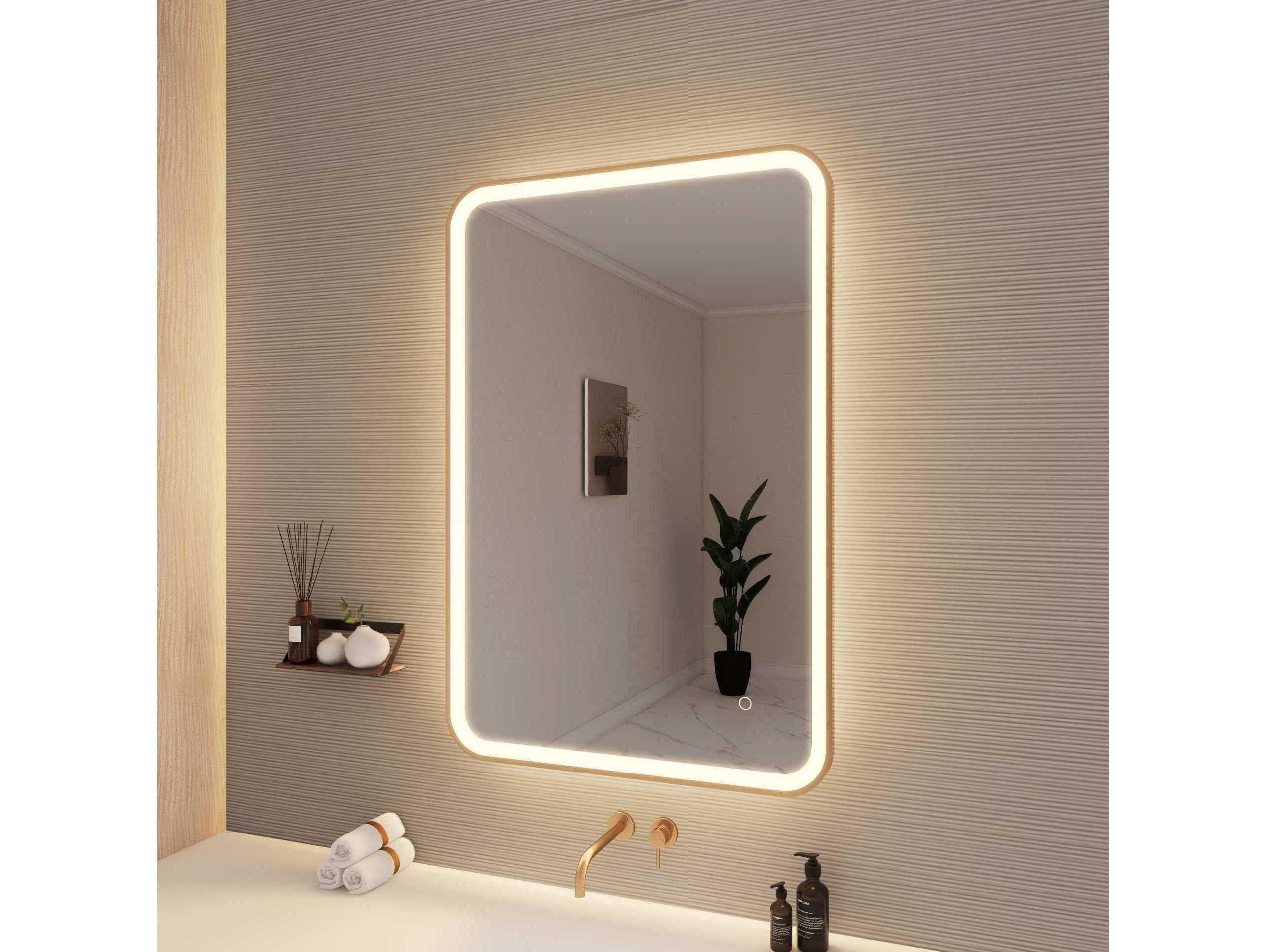 Elegant Lighting Harmoni Satin Gold Rectangular Wall Mirror