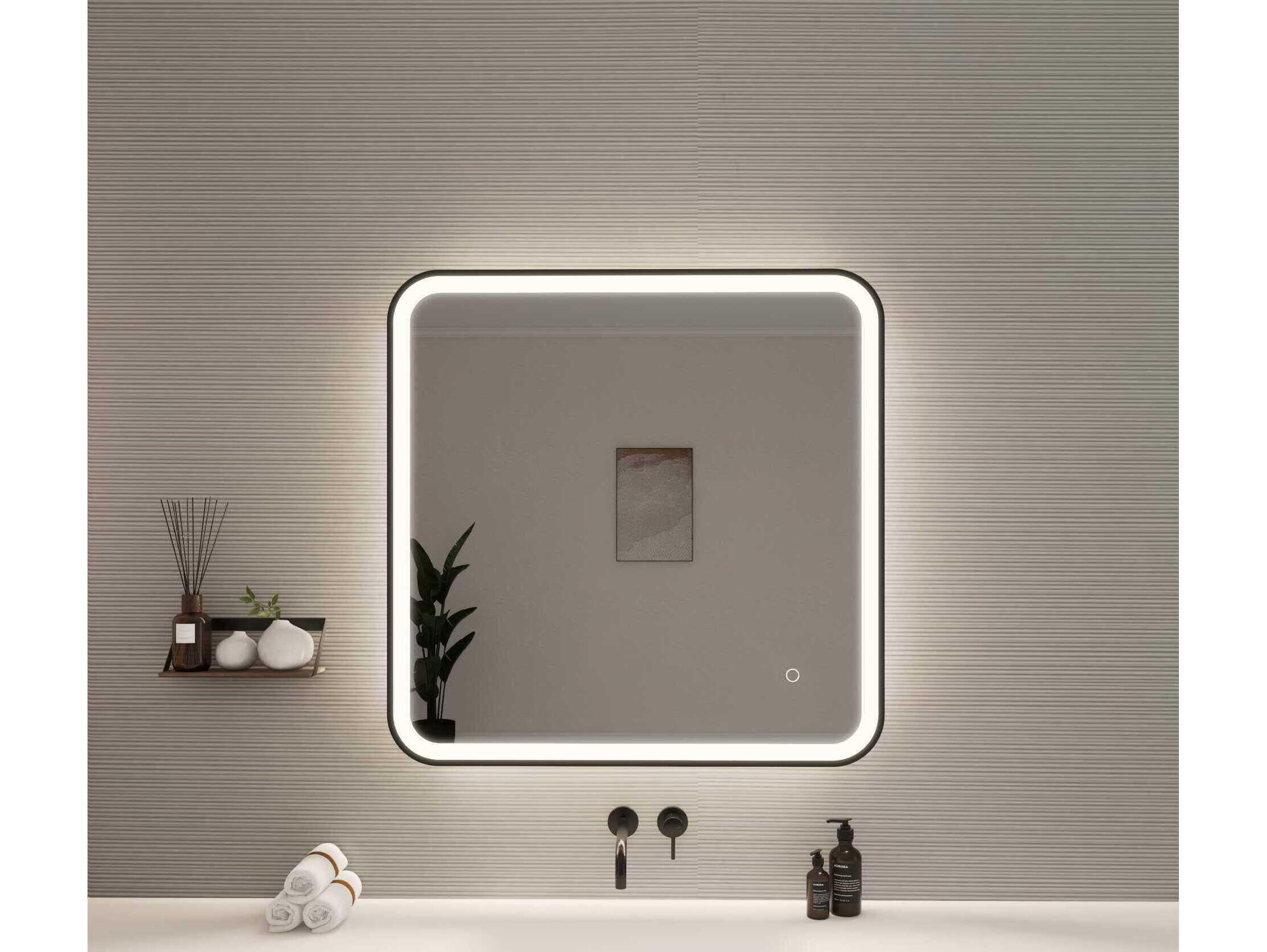 Elegant Lighting Harmoni Black Square Wall Mirror