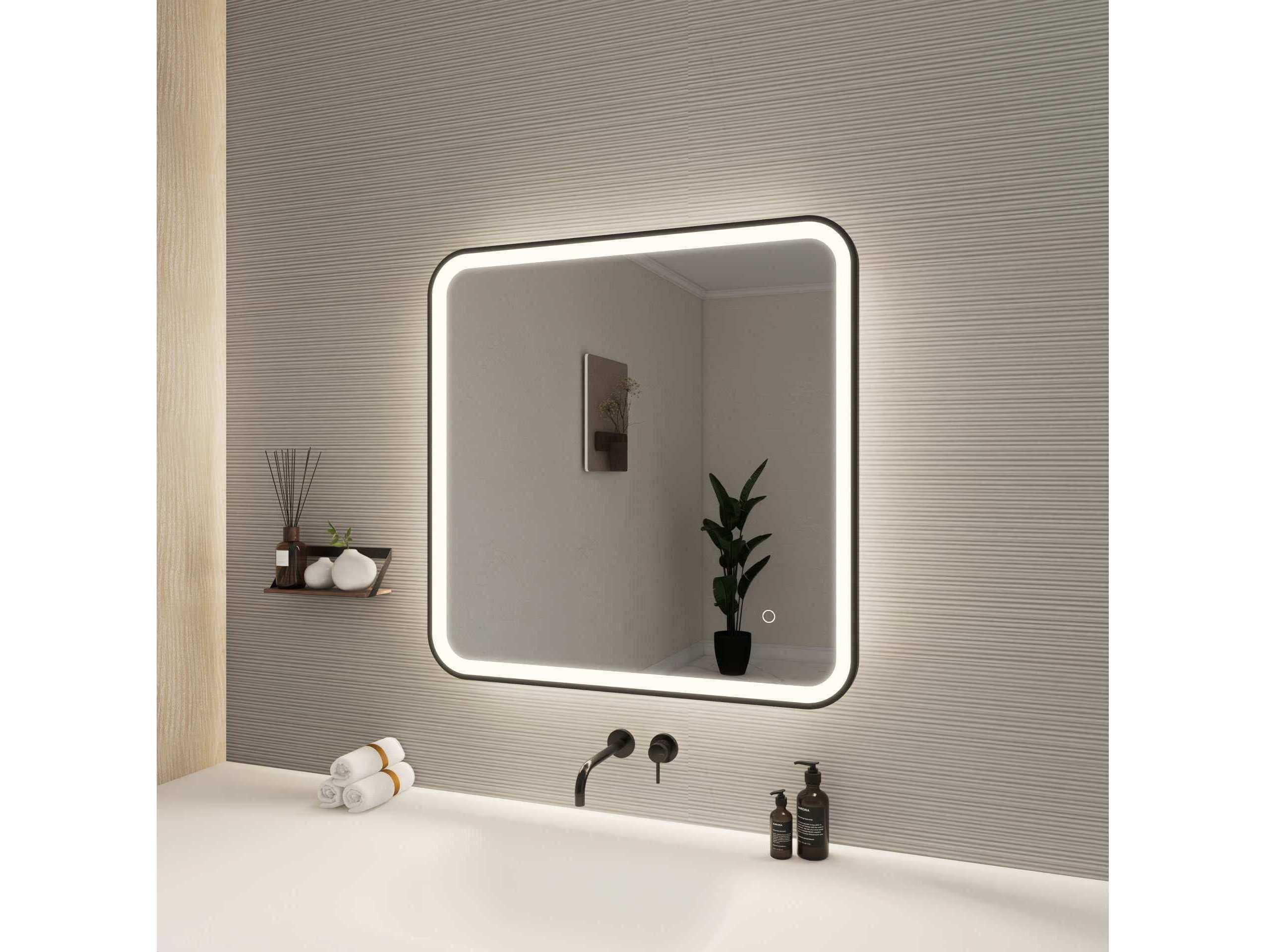 Elegant Lighting Harmoni Black Square Wall Mirror