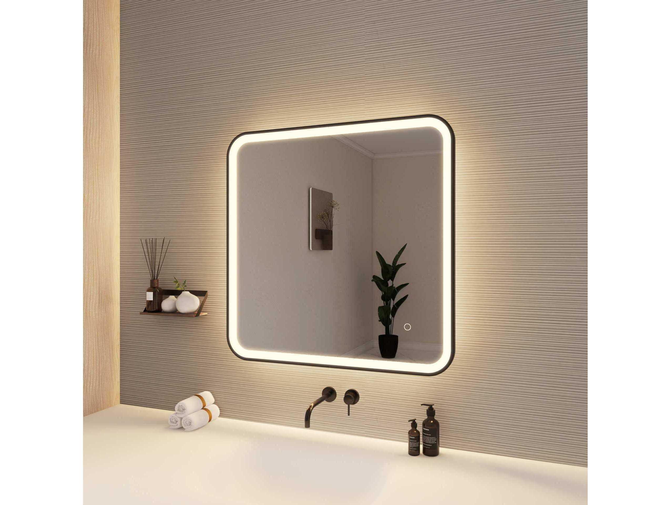 Elegant Lighting Harmoni Black Square Wall Mirror
