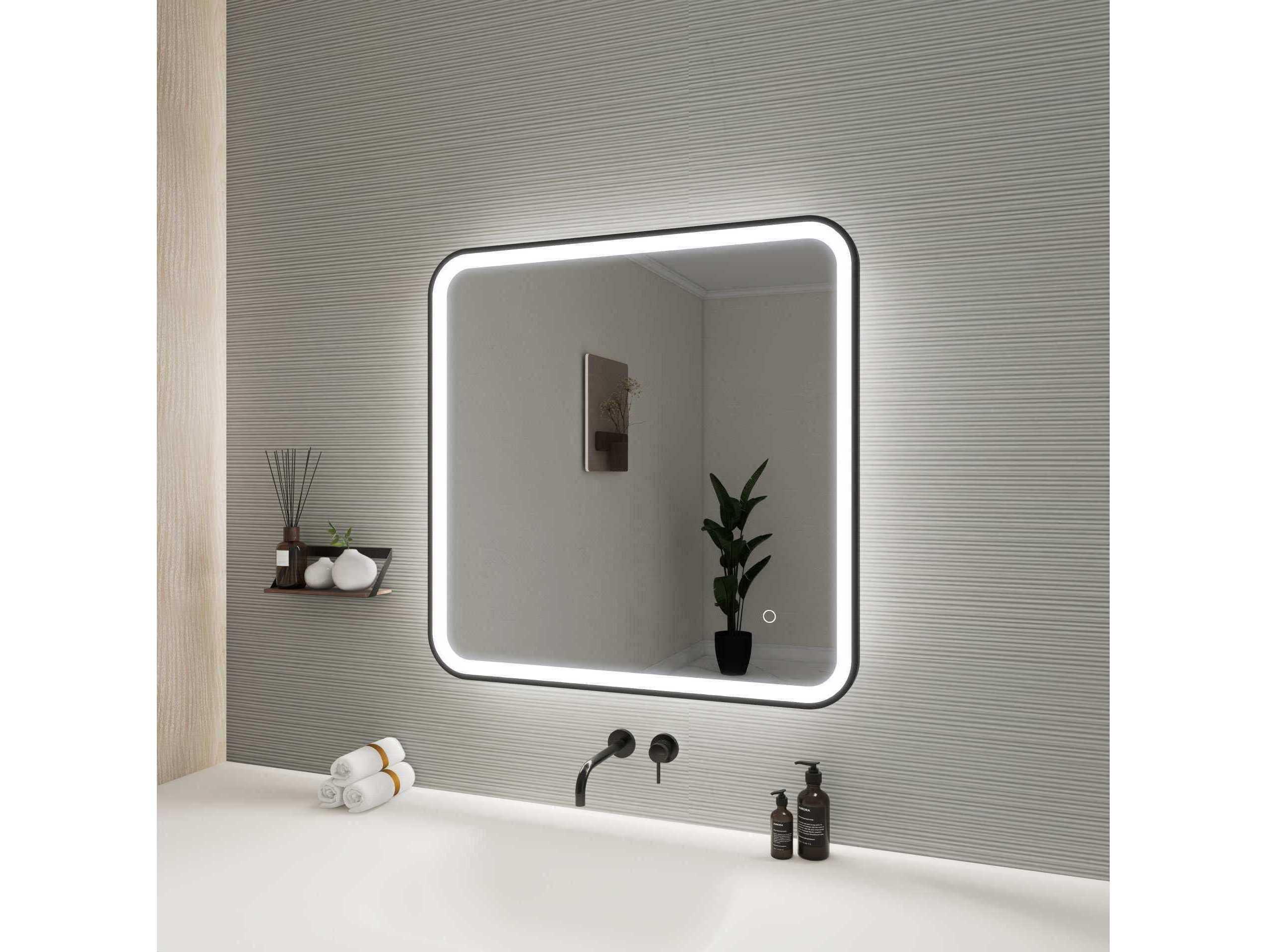 Elegant Lighting Harmoni Black Square Wall Mirror