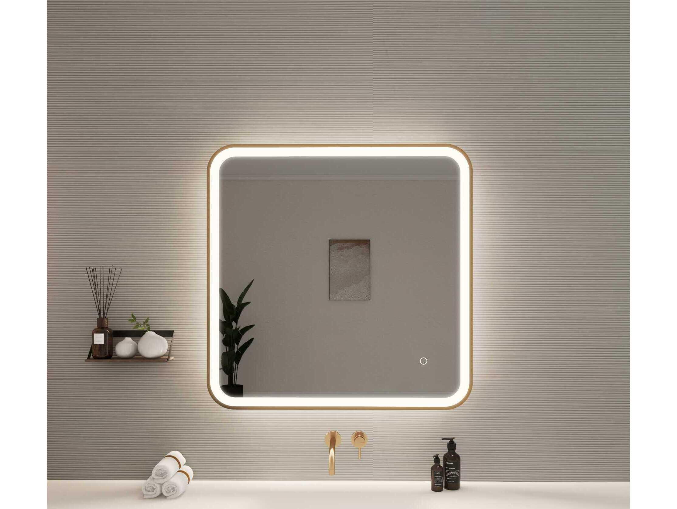 Elegant Lighting Harmoni Satin Gold Square Wall Mirror