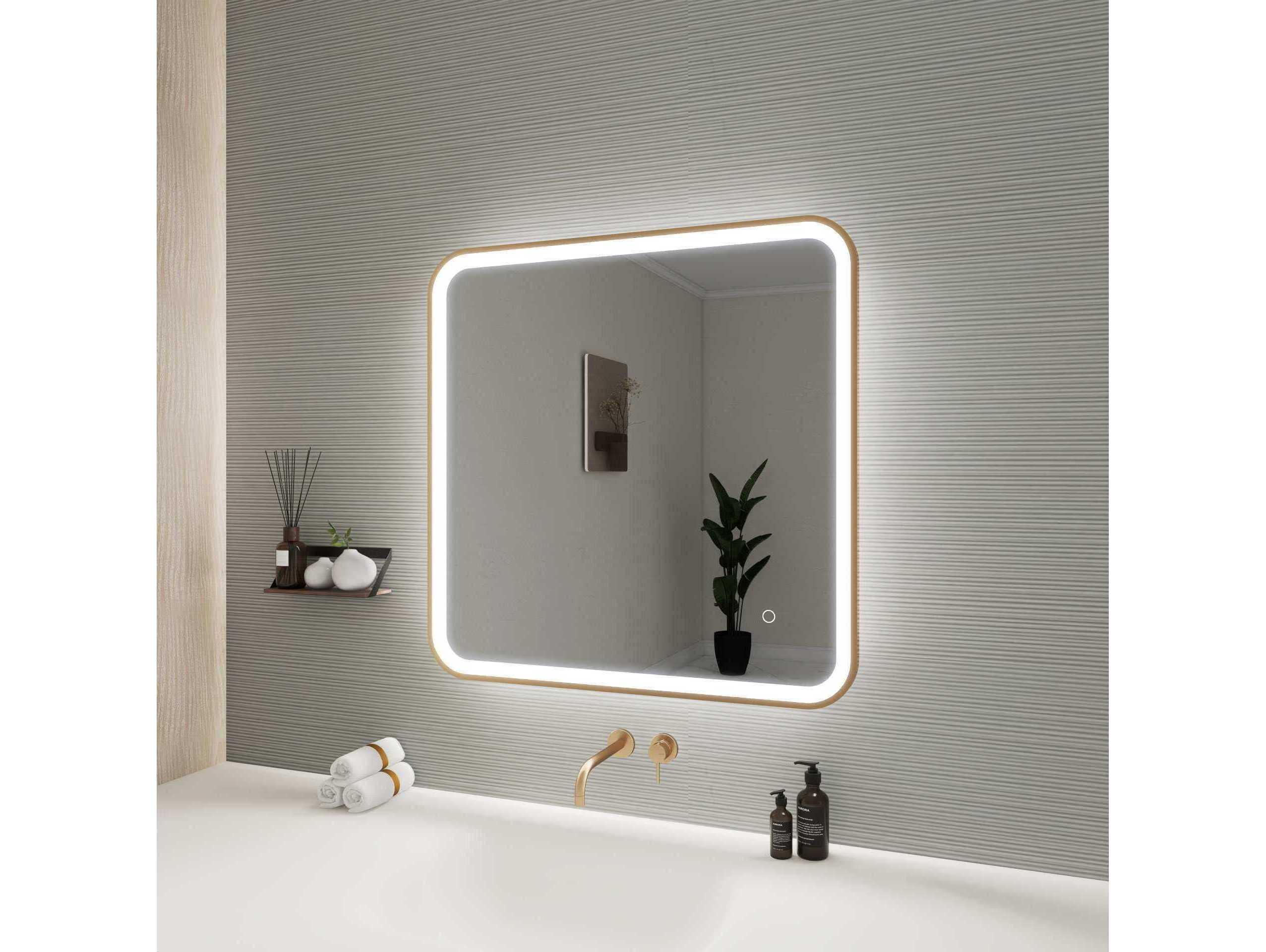 Elegant Lighting Harmoni Satin Gold Square Wall Mirror