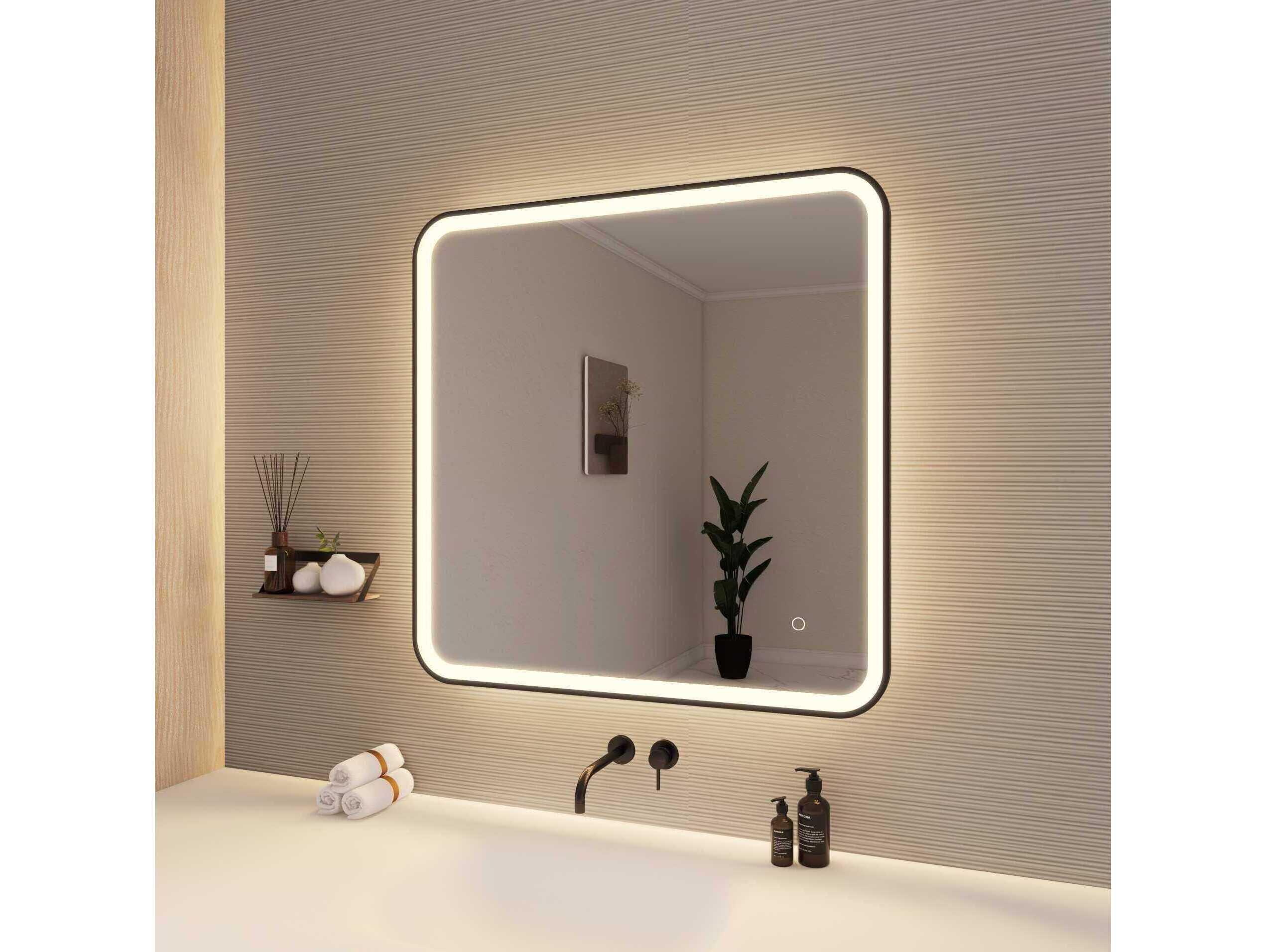 Elegant Lighting Harmoni Black Square Wall Mirror