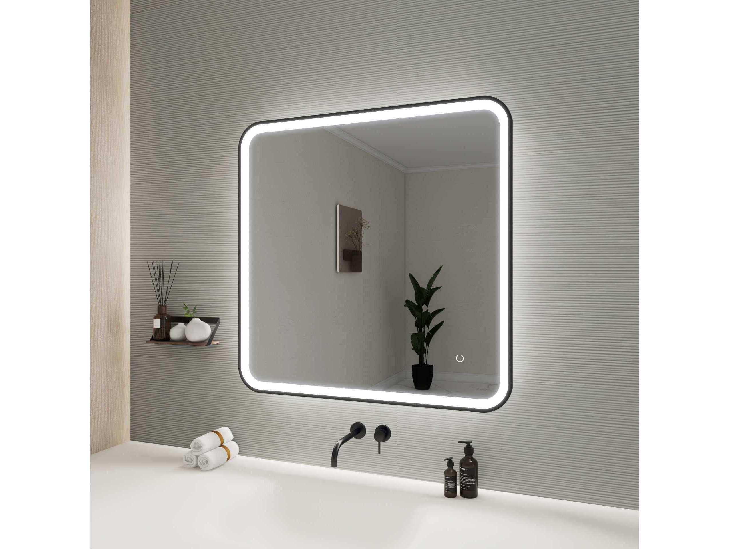Elegant Lighting Harmoni Black Square Wall Mirror