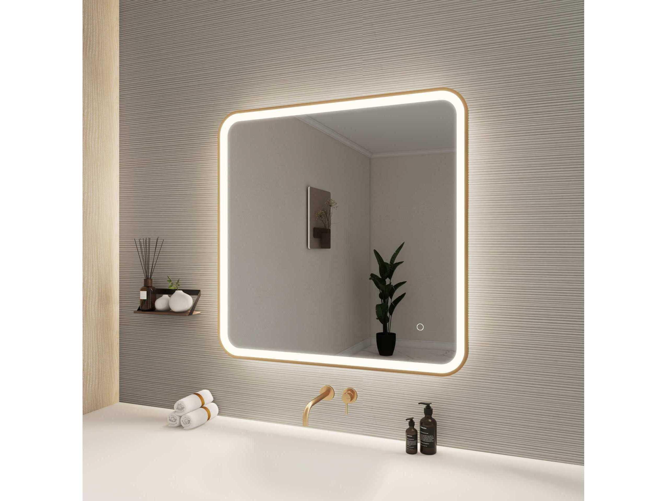 Elegant Lighting Harmoni Satin Gold Square Wall Mirror