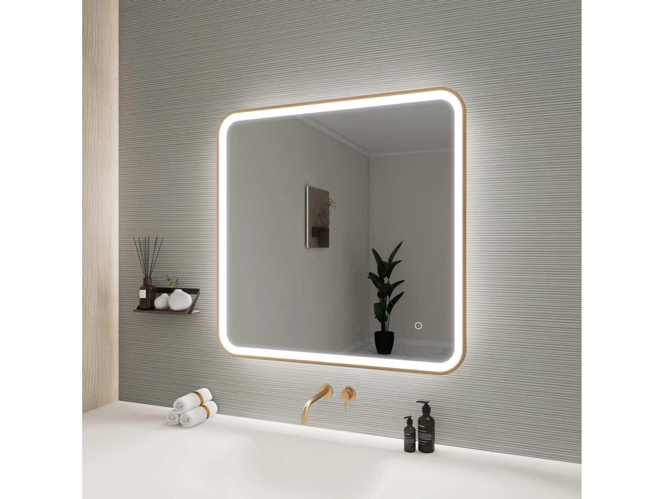 Elegant Lighting Harmoni Satin Gold Square Wall Mirror