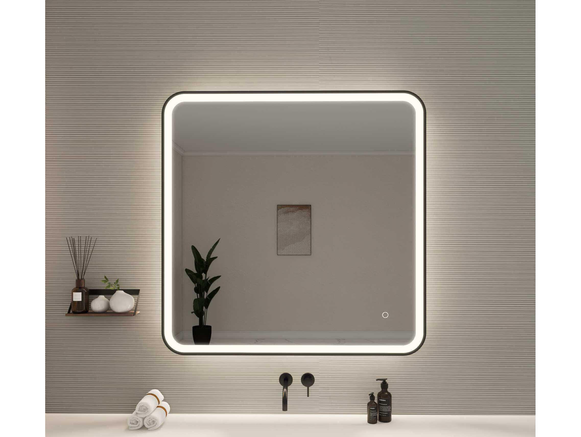 Elegant Lighting Harmoni Black Square Wall Mirror