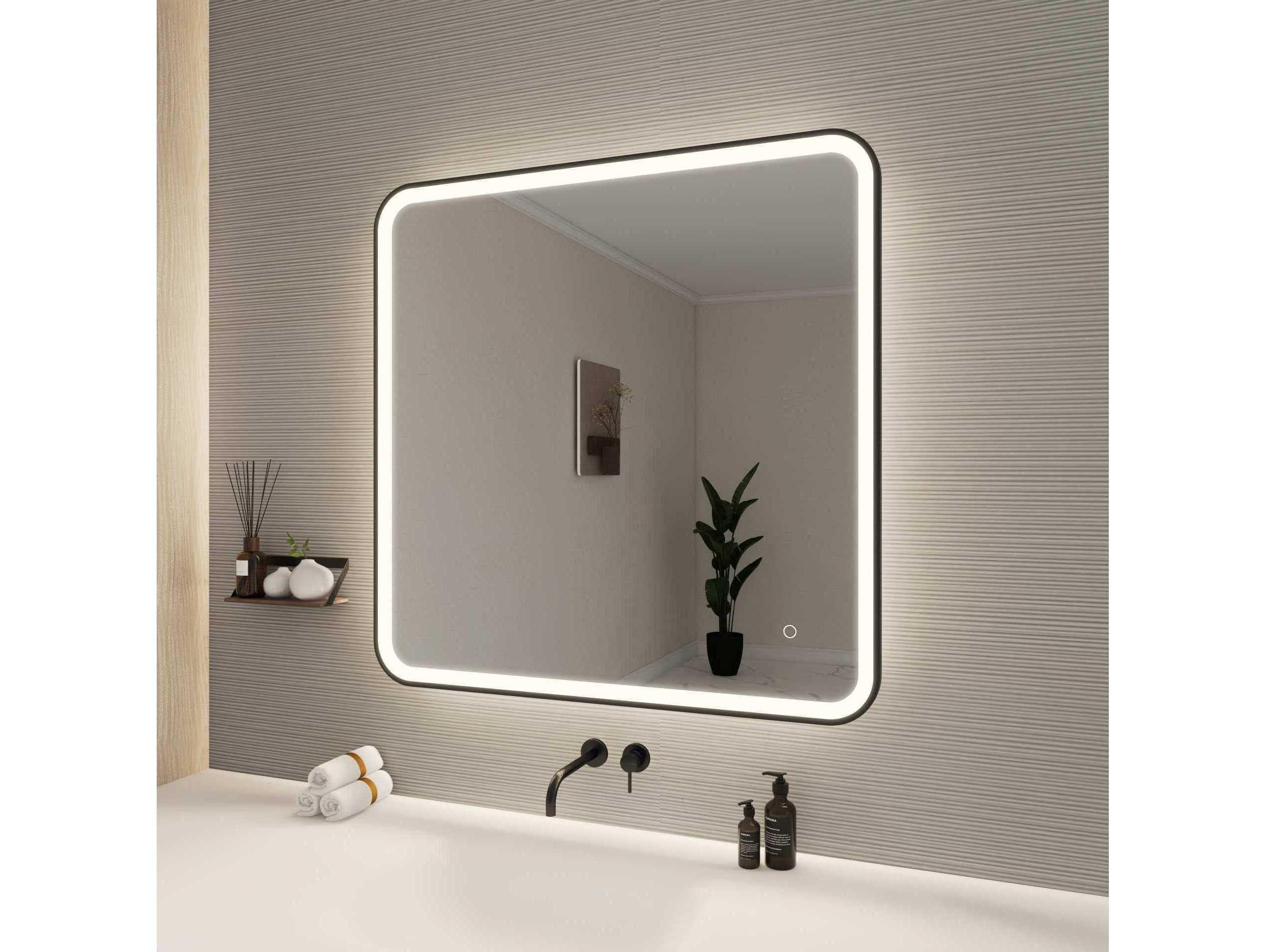 Elegant Lighting Harmoni Black Square Wall Mirror