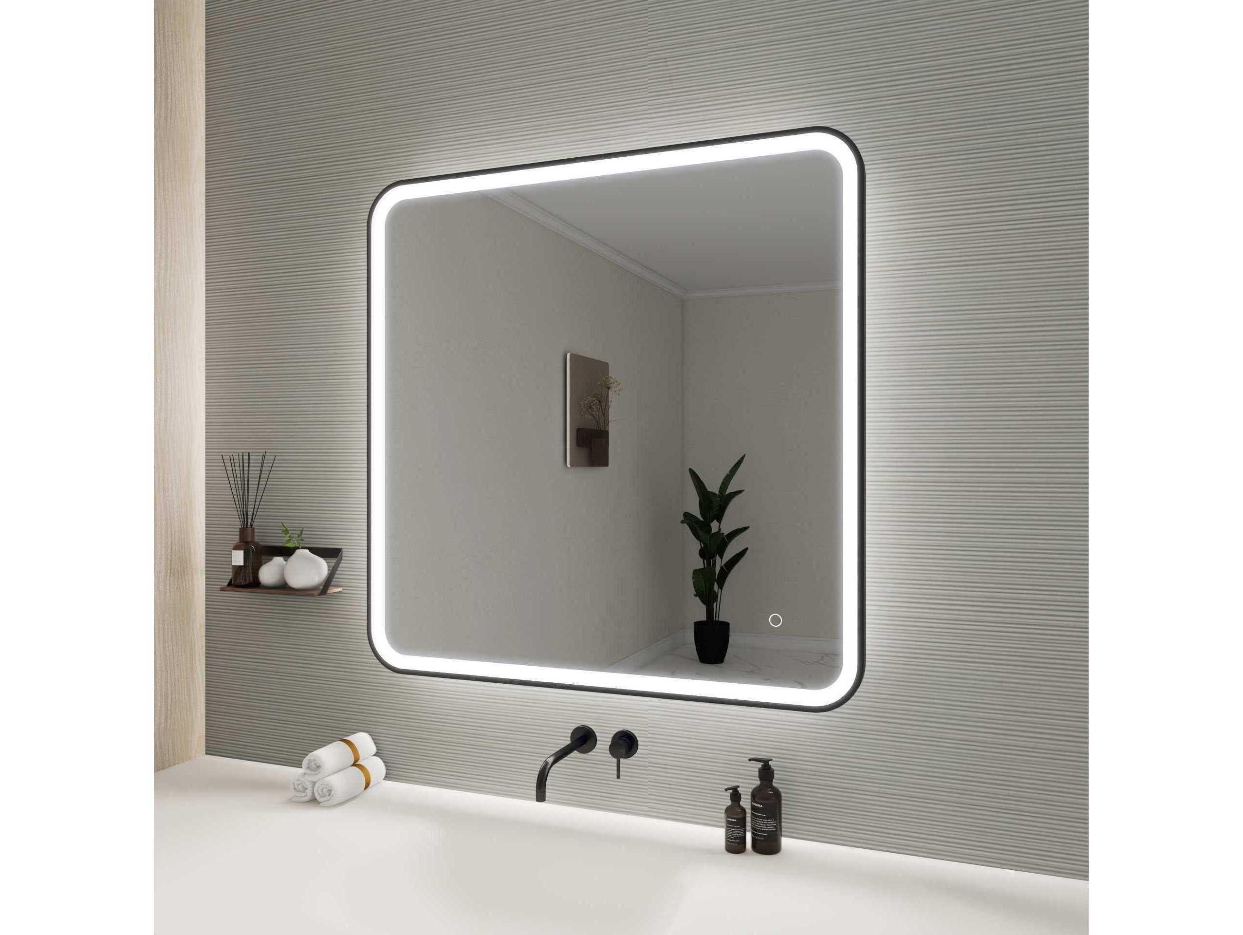 Elegant Lighting Harmoni Black Square Wall Mirror