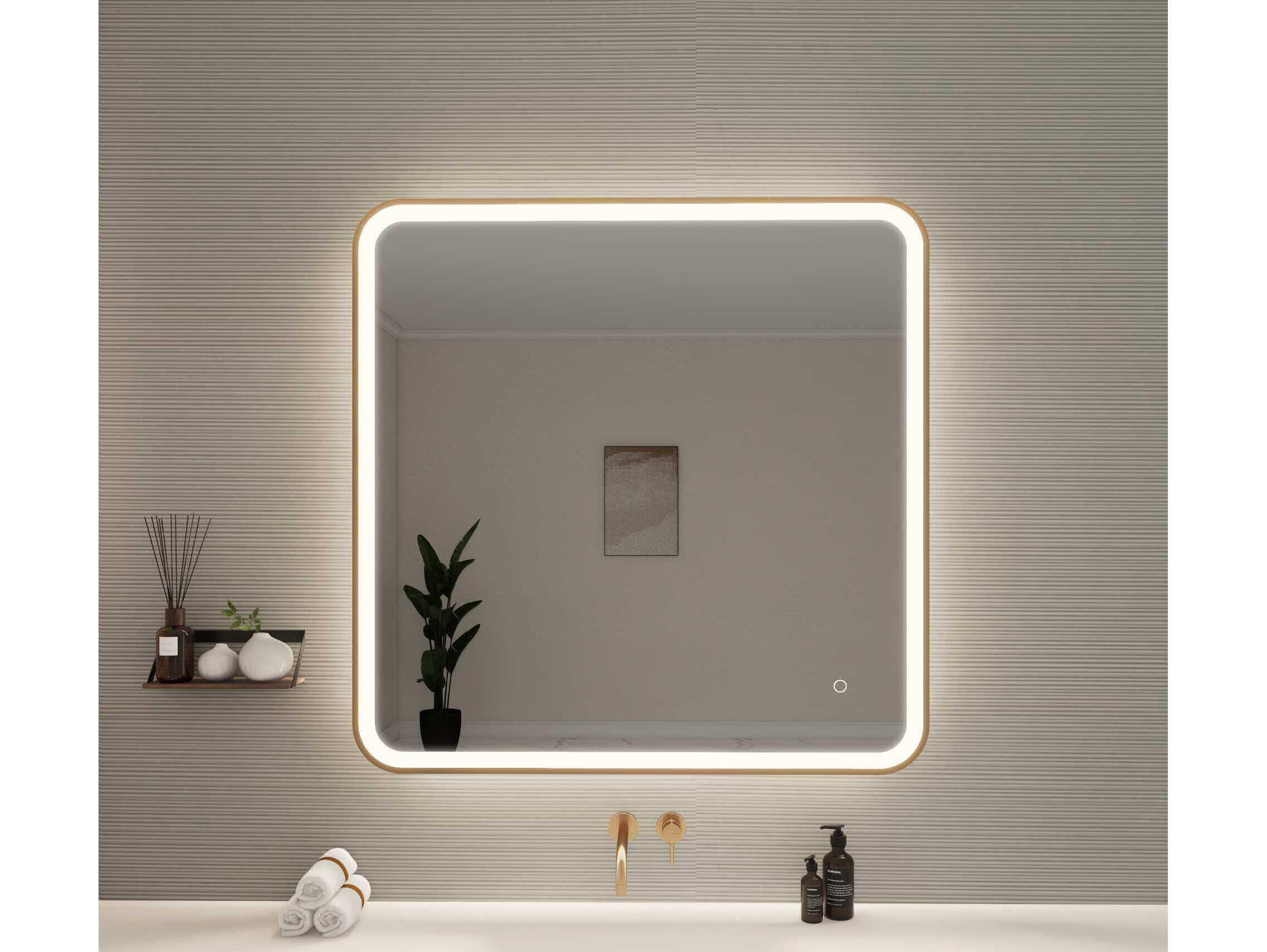 Elegant Lighting Harmoni Satin Gold Square Wall Mirror