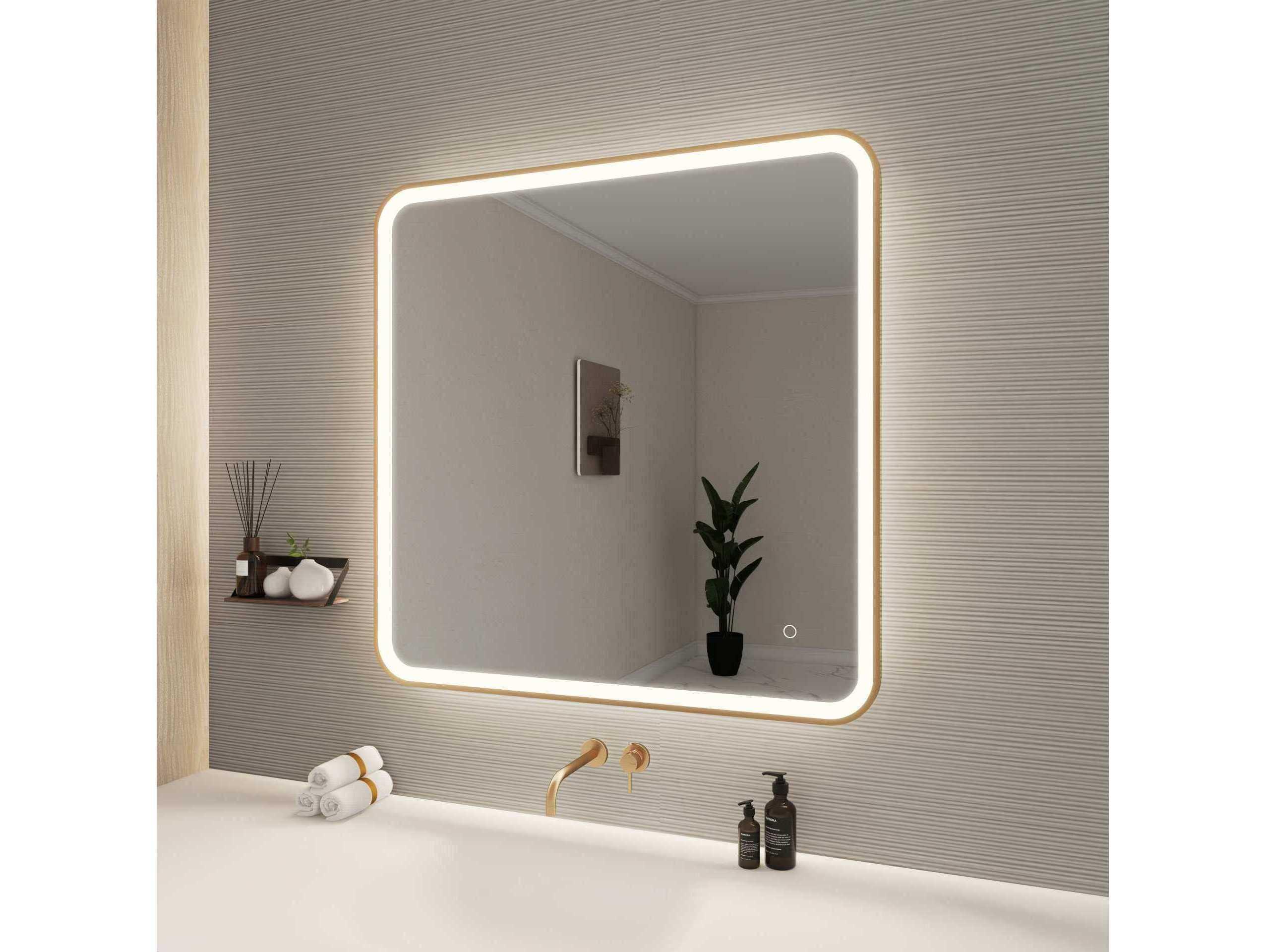 Elegant Lighting Harmoni Satin Gold Square Wall Mirror