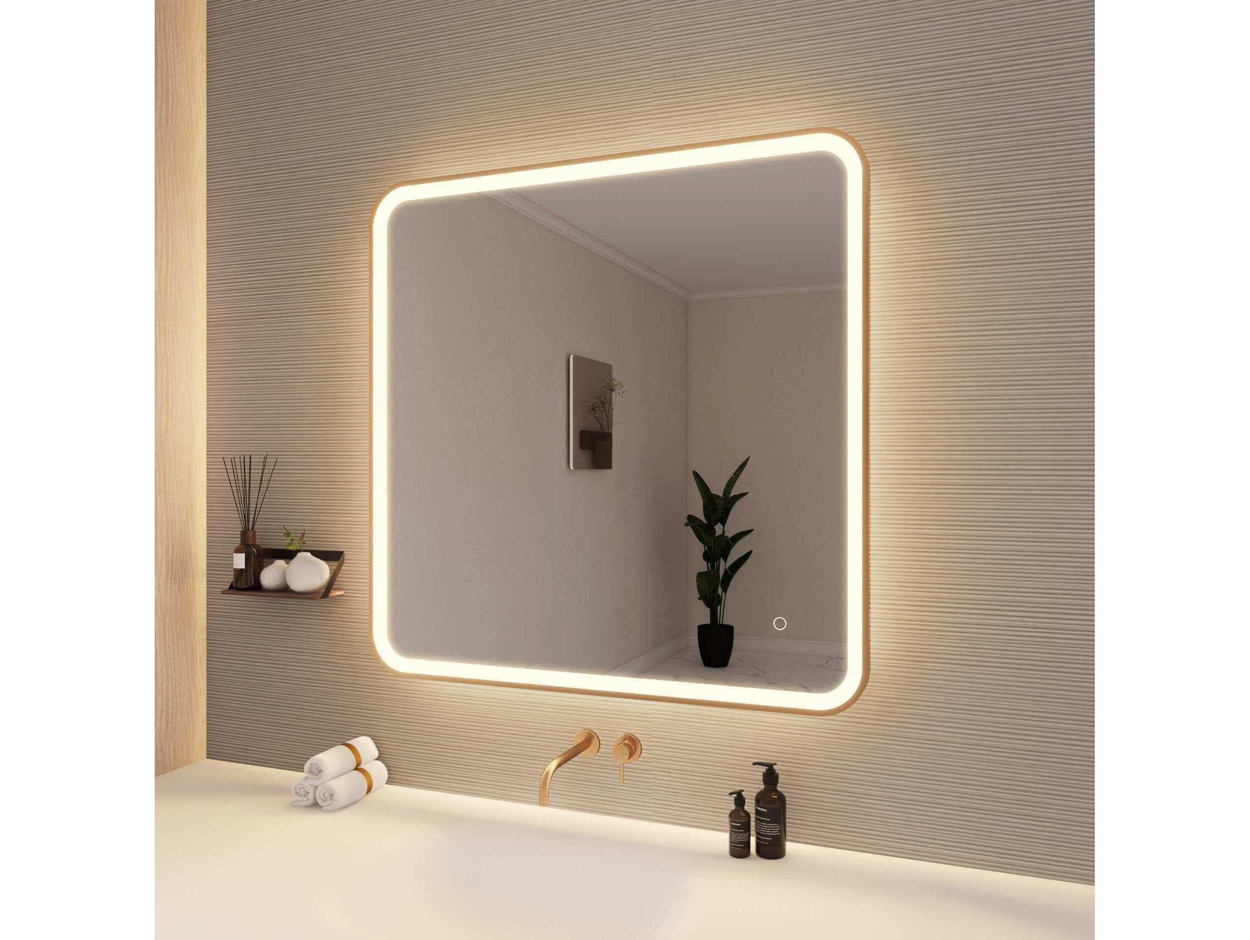 Elegant Lighting Harmoni Satin Gold Square Wall Mirror