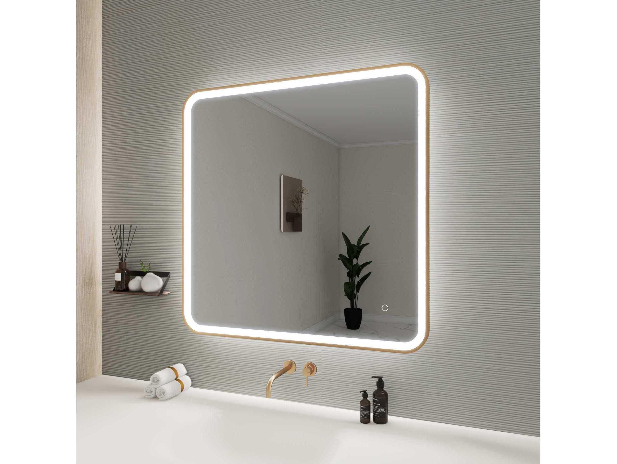 Elegant Lighting Harmoni Satin Gold Square Wall Mirror